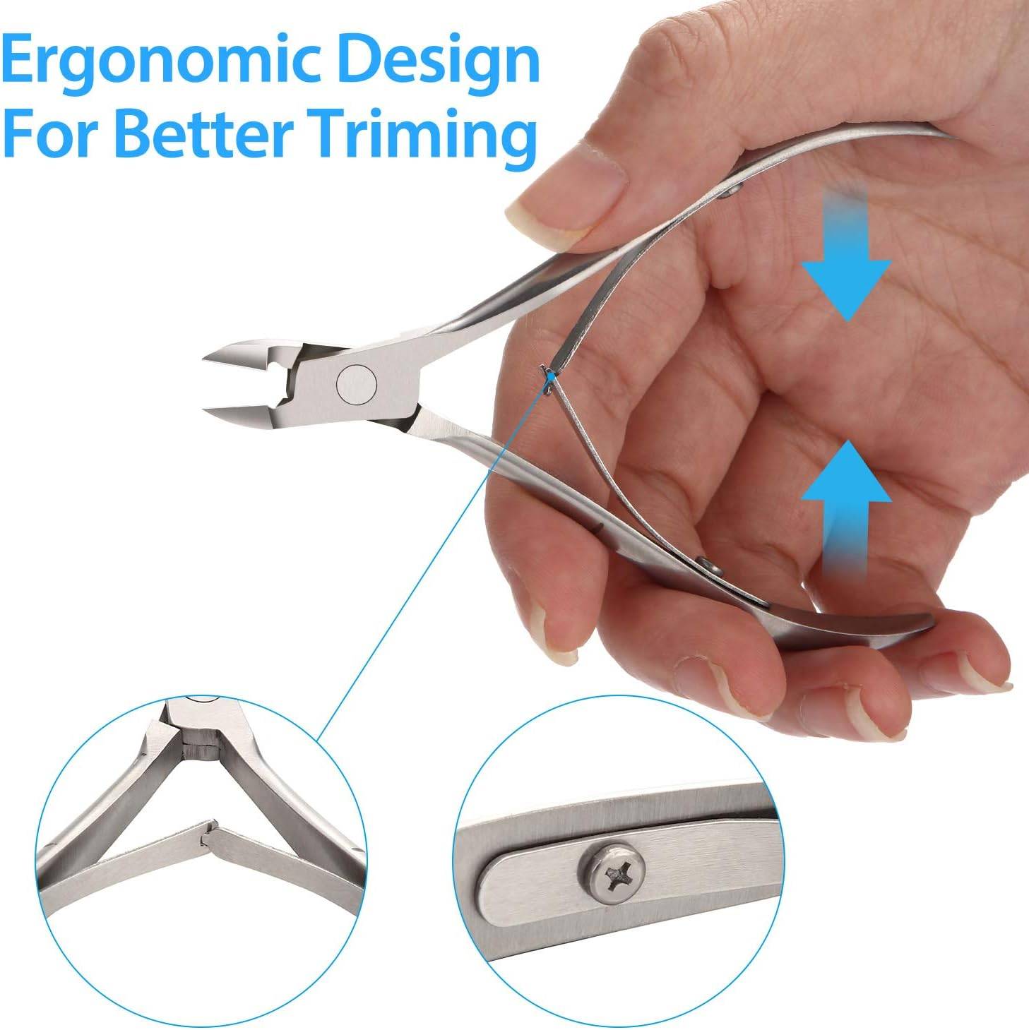 Mudder 3 Packs Cuticle Nippers Cutter Tool Stainless Steel Nail Cuticle Trimmer Remover with Pointed Blade Scissors Pedicure Manicure Tool for Fingernails Nails Care and Toenails(Silver)