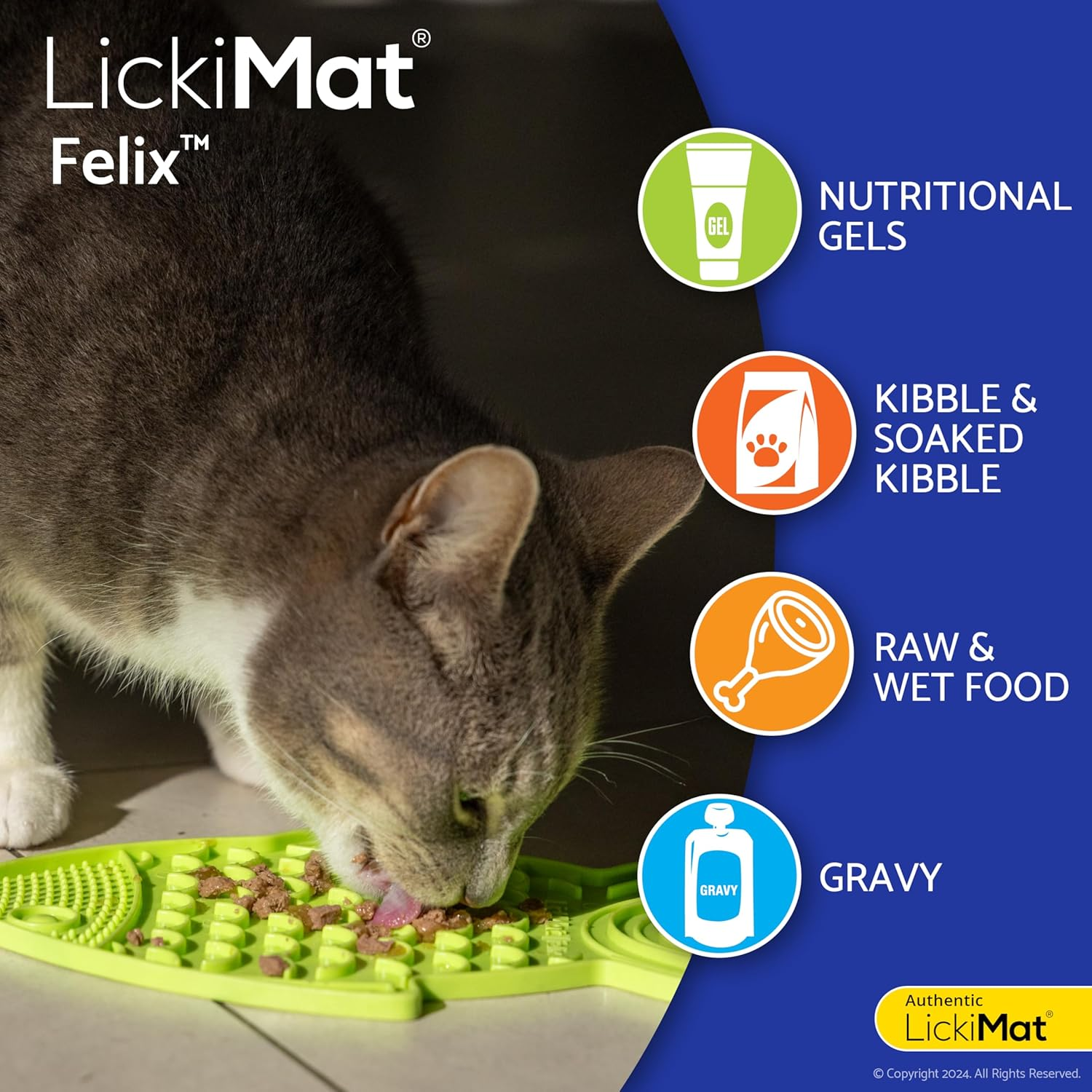 Lickimat Casper & Felix, Fish-Shaped Cat Slow Feeders for Feline Boredom and Anxiety Reduction; Perfect for Food, Treats and Anxiety Reduction. (Green Turquoise) image number 1