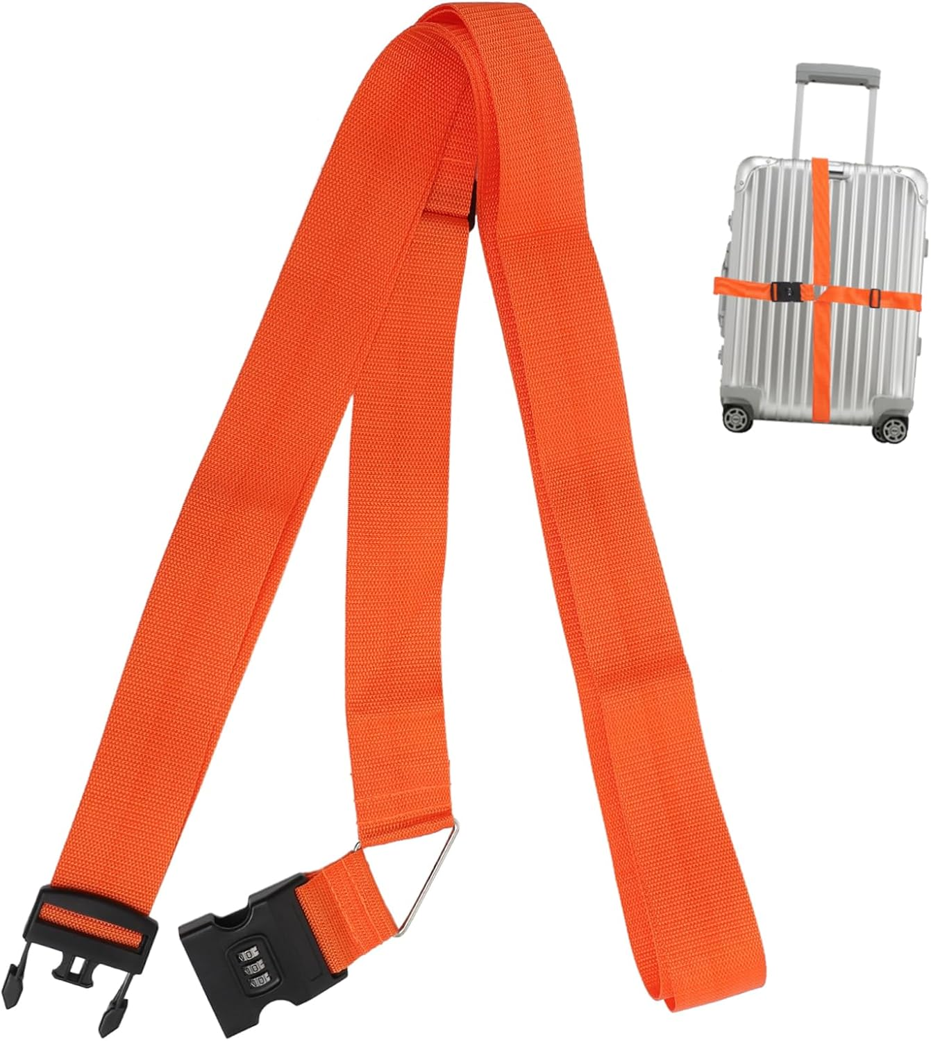 Baluue Luggage Straps Cross Suitcase Belt with Combination Lock, Adjustable Travel Luggage Fixing Strap for Checked and Hand Bags, Sturdy Orange Suitcase Accessories for Secure Travel