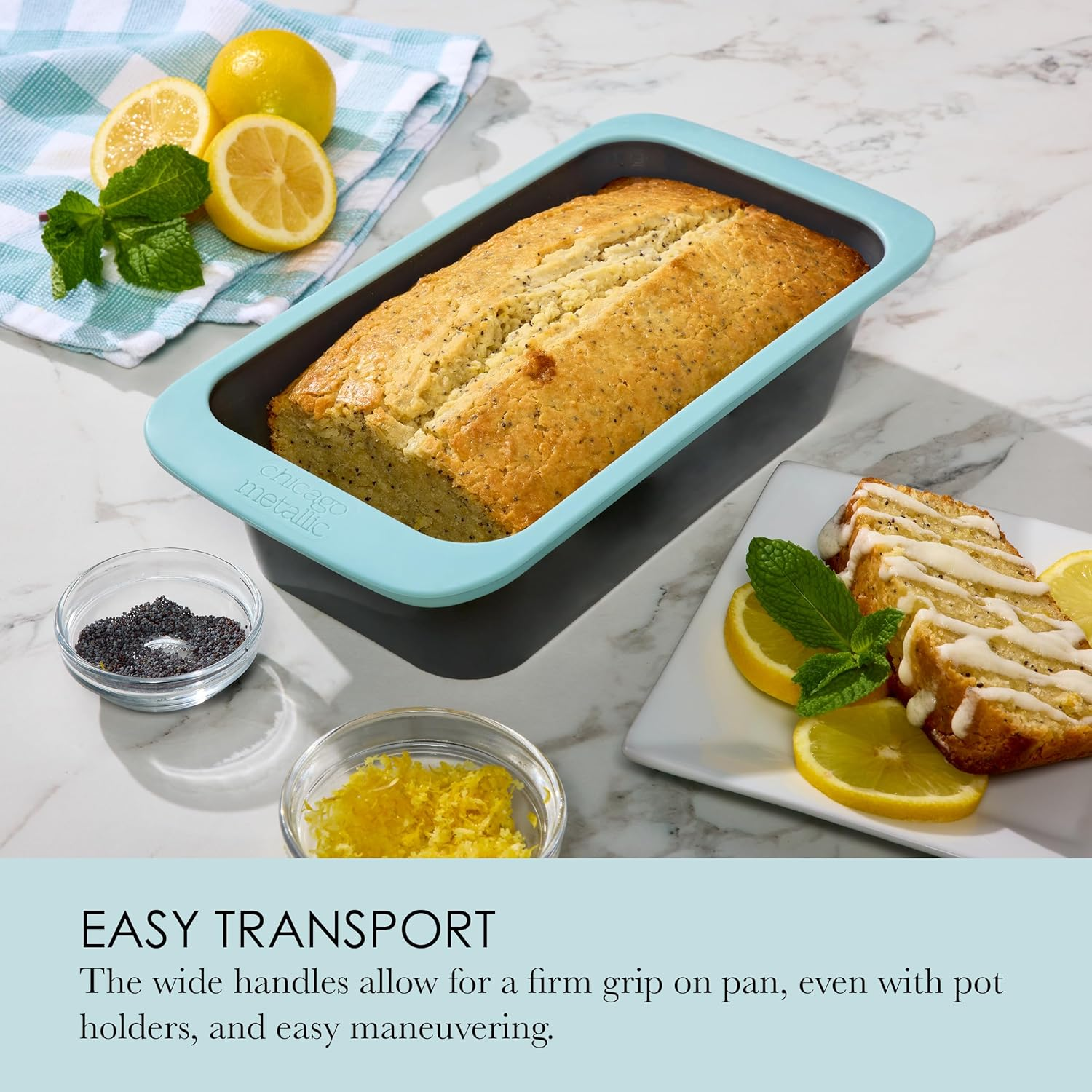 Chicago Metallic Silicone Loaf Pan, 5X9-Inch Nonstick Bakeware with Wire-Reinforced Rim, Bpa-Free Food-Grade Silicone, Oven Safe to 428&deg;F, Dishwasher Safe, Easy Bread Release image number 5