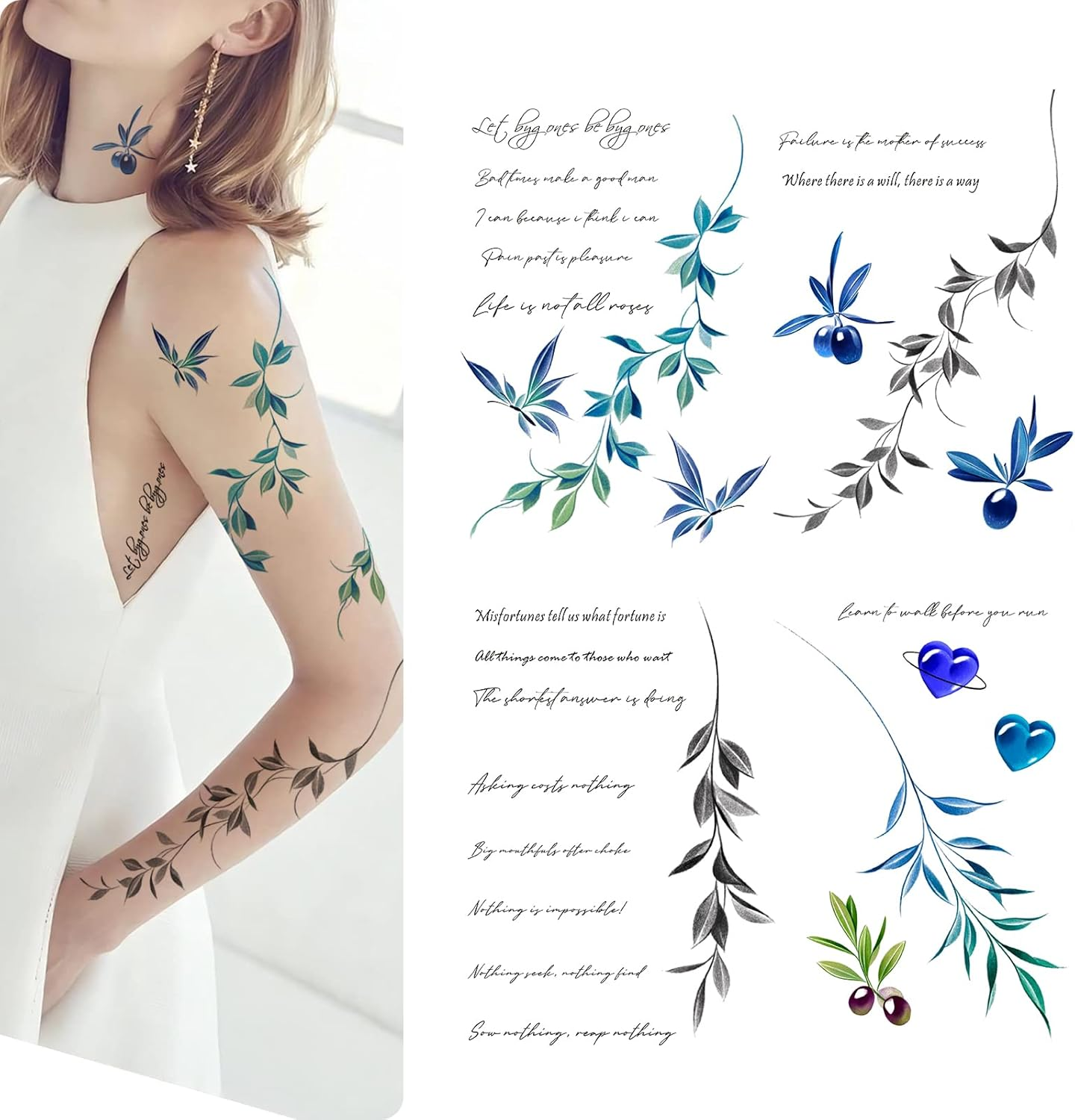 Roarhowl Inspirational, Proverb, Bible, Religion, Gospel, Text, Words，Exquisite and Aesthetic Temporary Tattoos Fake Tattoo Kit (Design 4) image number 6