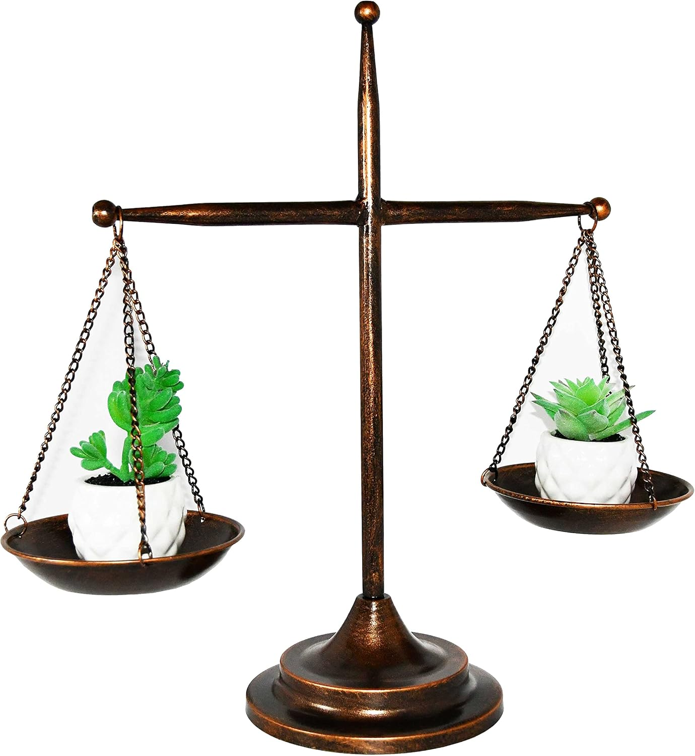 Owlgift Vintage Style Metal Libra Jewelry Display Tray Cosmetic Organizer Storage, Lawyer Scale of Justice, Farmhouse Candleholder - Bronze, 12.6" W X 16.5" H image number 3