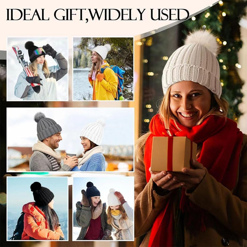 Idopick Winter Knit Beanie Hat for Men Women, Wool Knit Hat Soft Warm Beanie Cap Breathability & Elasticity Snow Cap Hat - Black image number 2