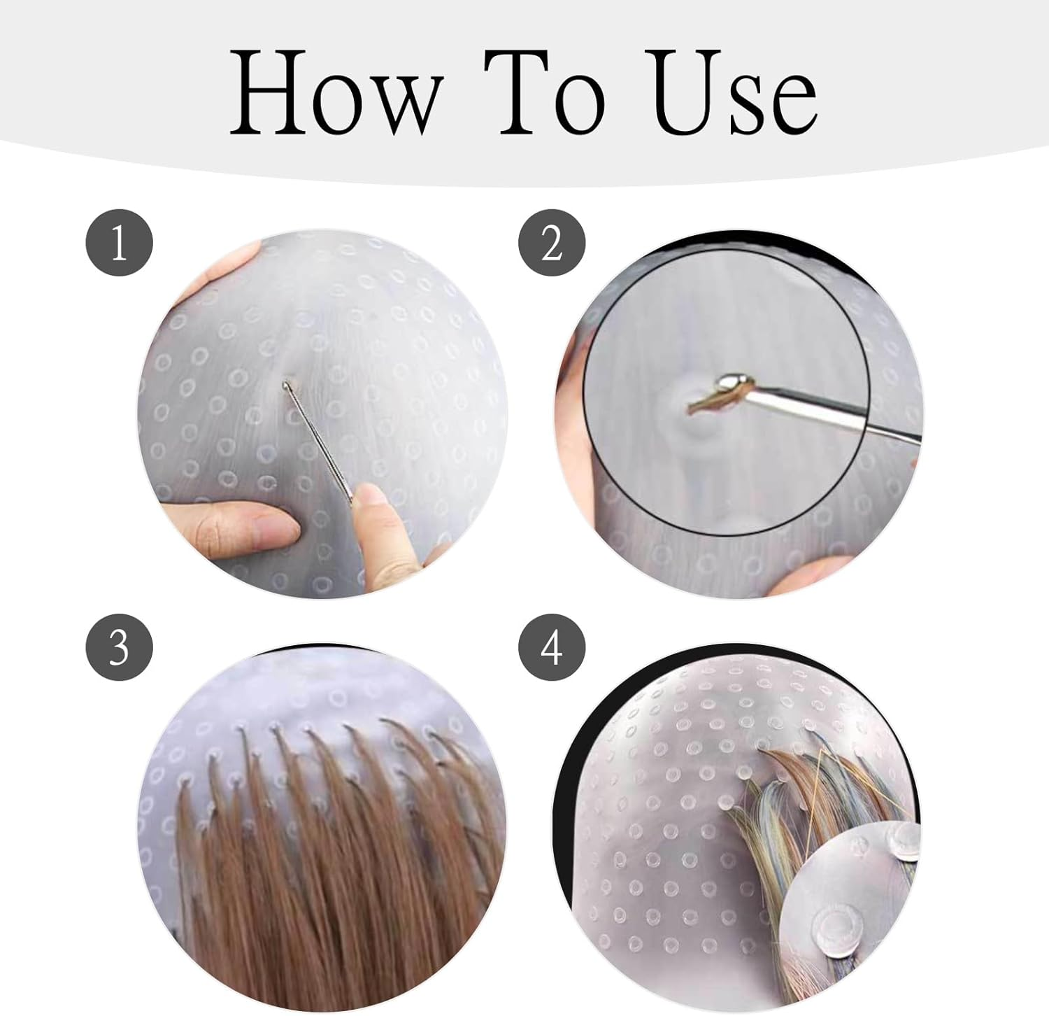 Hair Extension Cap, Hair Dye Set, Silicone Highlight Cap, Hair Dye Set, Beauty Accessories for Hair Strands with 1 Steel Needle, Strands Hood with Holes image number 1