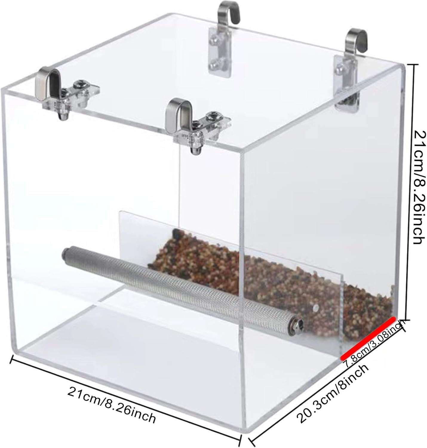 Automatic Acrylic Bird Feeder for Cage, No Mess - Small Bird Parrots, Canary, Parakeet, Budgerigar, Crested Myna, Cockatiel (XL) image number 4