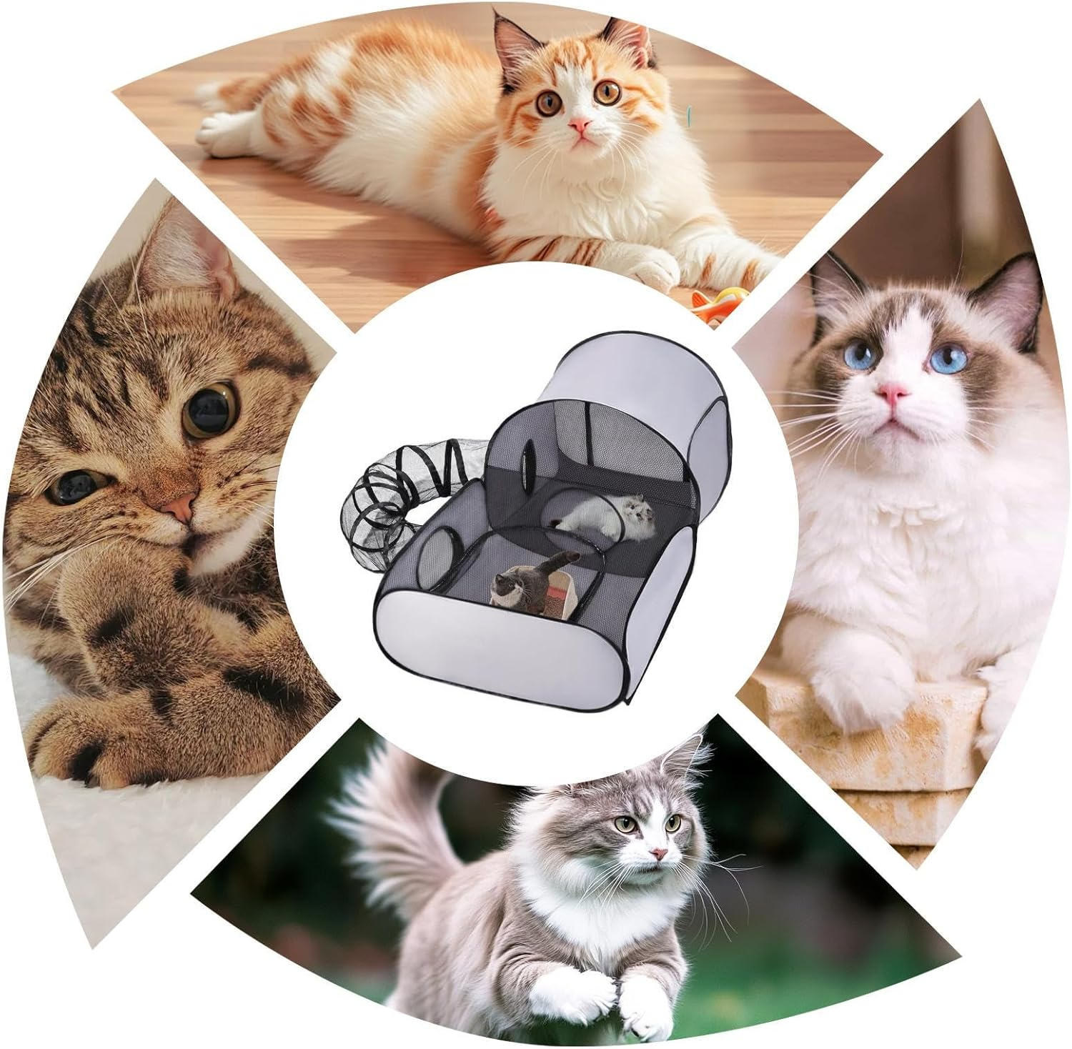 Gazocua Portable Cat Tent, Outdoor Cat Run, Cat Play Pen, Portable Pet Tent for Small Animals Indoor and Outdoor Use, for Cats Puppies Indoor and Outdoor Use