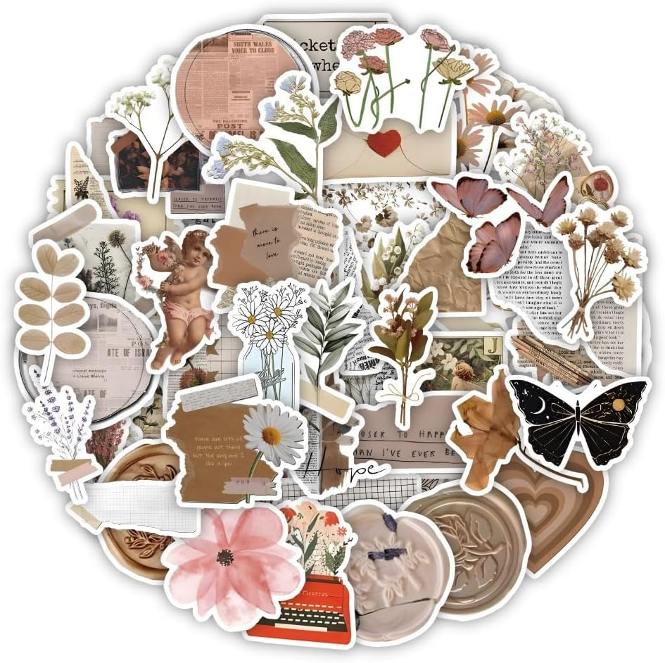 120 Pcs Vintage Aesthetic Scrapbook Stickers | Waterproof Vinyl Stickers for Journals, Planners & Water Bottles | Scrapbooking Supplies for DIY Crafts, Junk Diary | Teens & Adults Decoration - Downtown Girl Stickers image number 2