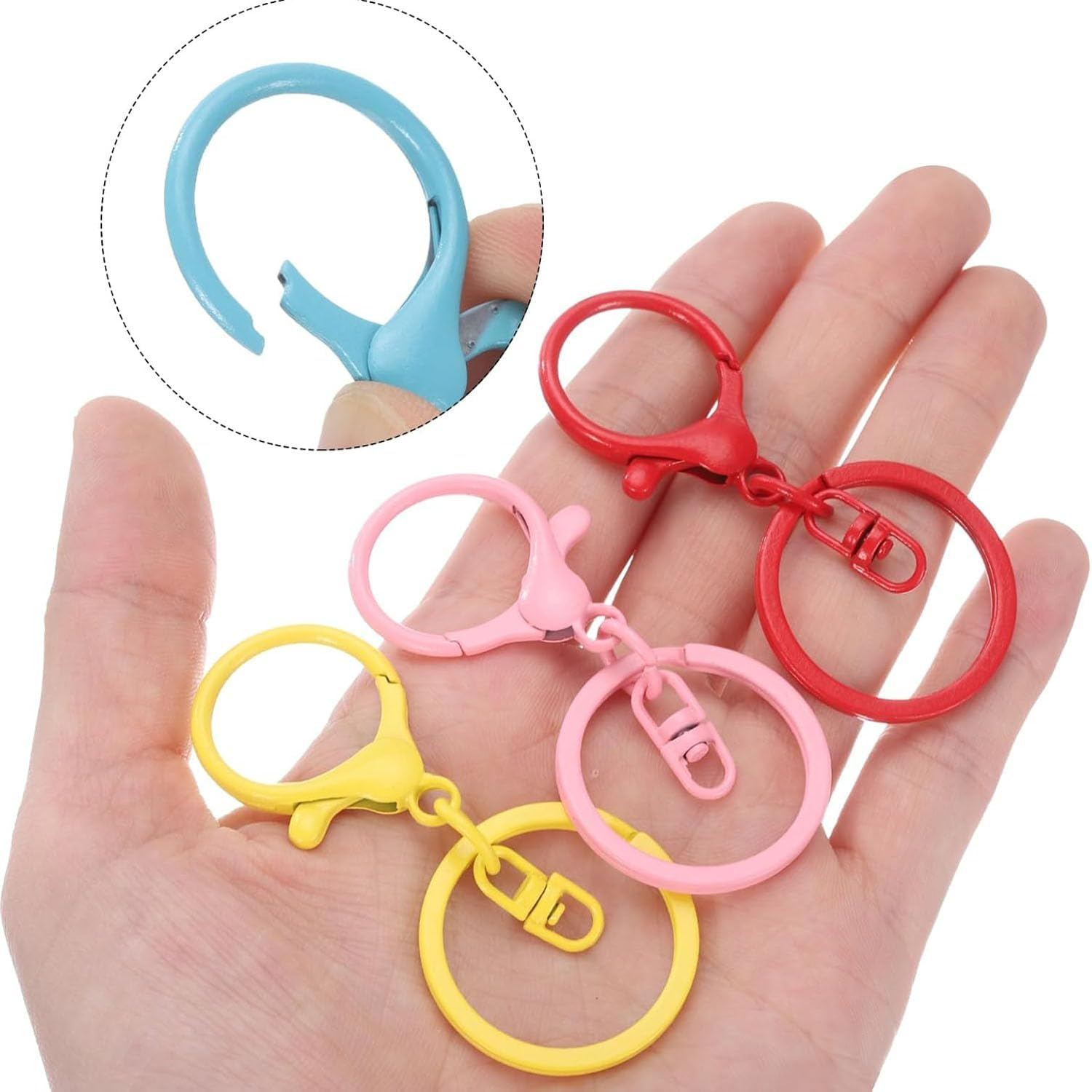 20Pcs Colorful Lobster Claw Clasps,Metal Swivel Lanyard Snap Hook,Lobster Claw Clasps with Key Ring for Craft Bags Jewelry Making