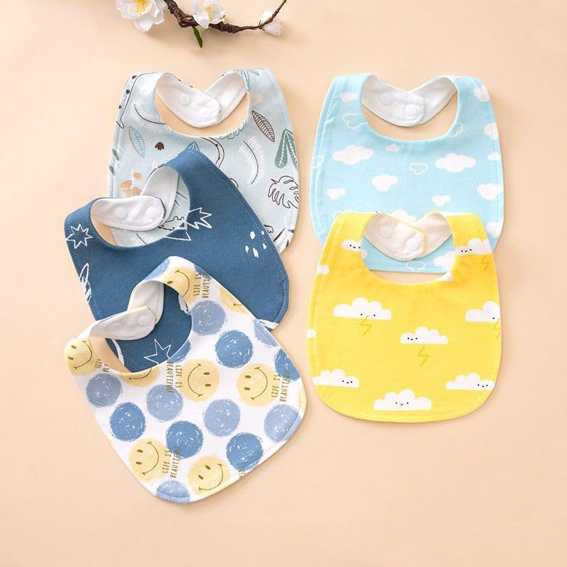 3-Pack Cotton Baby Bibs for Eating - Lightweight Toddler Feeding Bibs, Mess Proof, Food-Grade Baby Eating Essentials, Easy to Put on & Clean image number 3