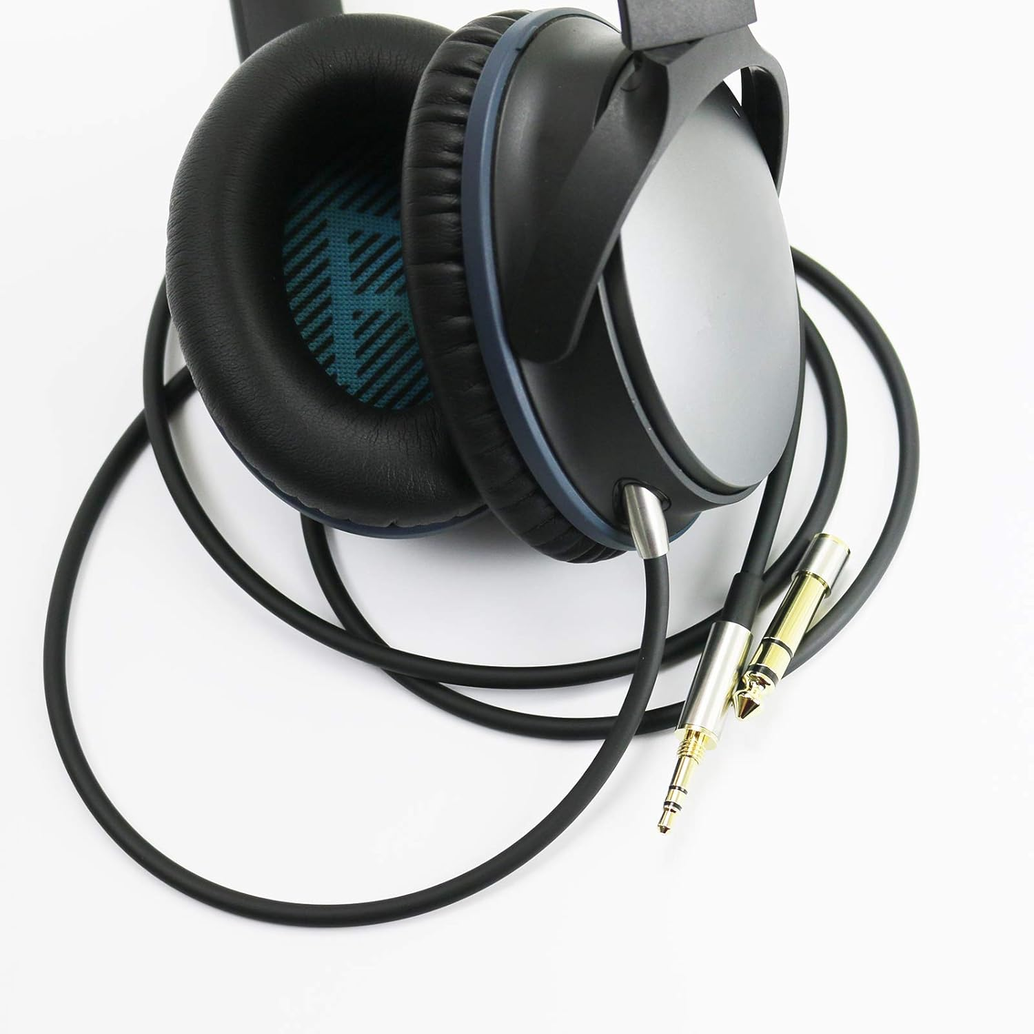 Upgrade 3.5Mm to 2.5M AUX Cable Compatible with Bose 700 Quietcomfort QC25 QC35 QC35II Noise Cancelling Headphones, Replacement Audio Cord with 6.35Mm Adapter 1.5Meters/4.9Feet image number 1