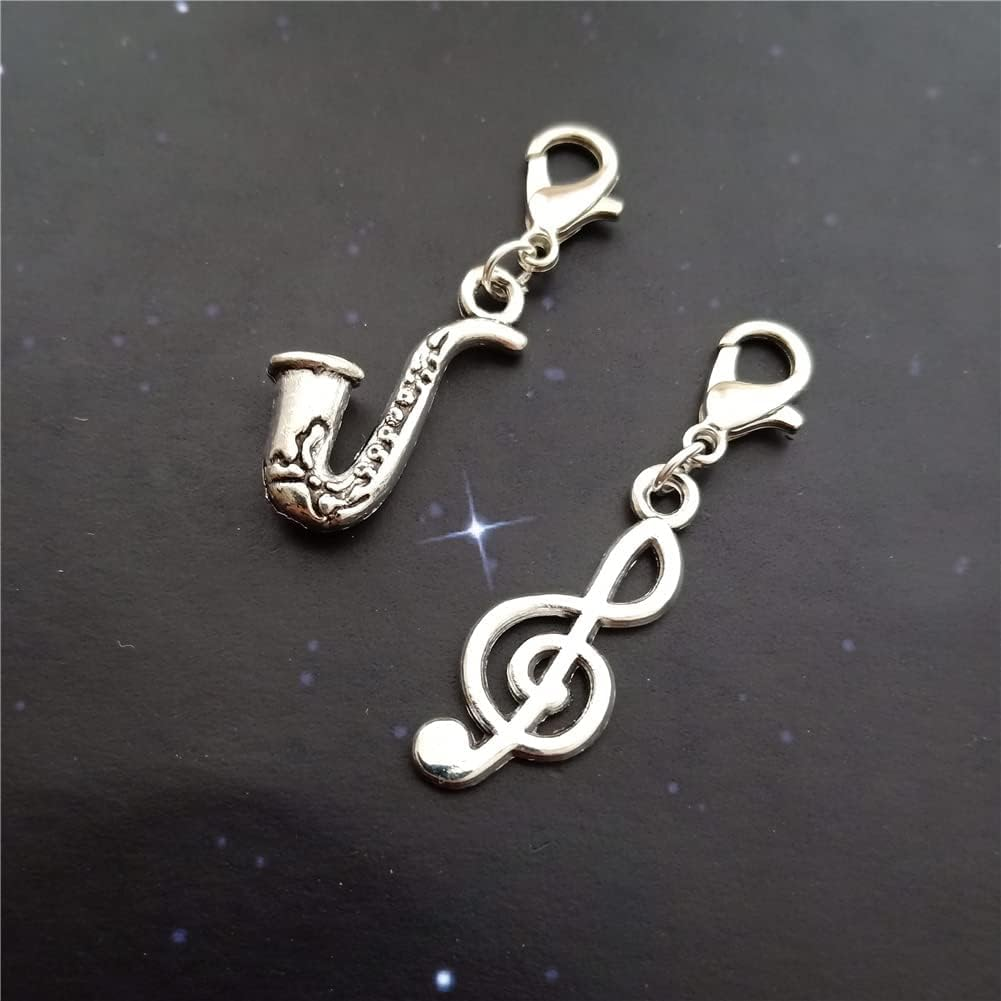 3Pcs in Set Saxophone Keychain, Sax Music Note Clip on Charm, Tiny Musical Instrument Charms, for Music Lover image number 5