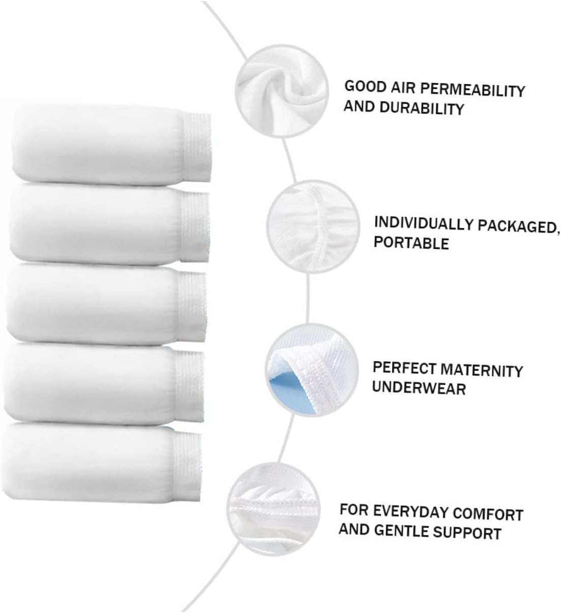 BESTYASH 5Pcs Pregnant Woman Underwear Breathable Underwear Outdoor Women Briefs Womens White image number 6