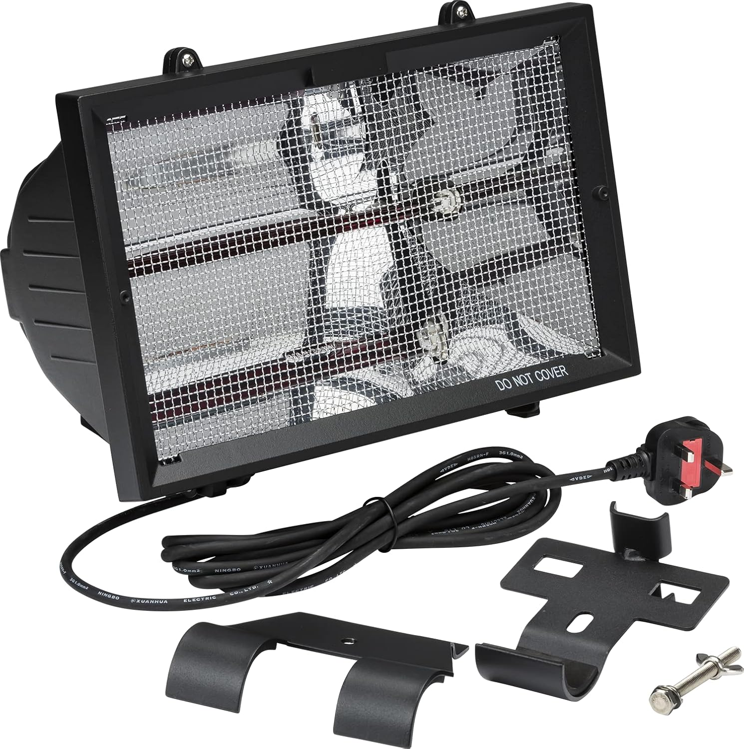 Knightsbridge Outdoor Infared Heater with Mesh Grille in Black, HEOD1309BK Supplied with 3M of Pre Wired Cable + UK Plug image number 2