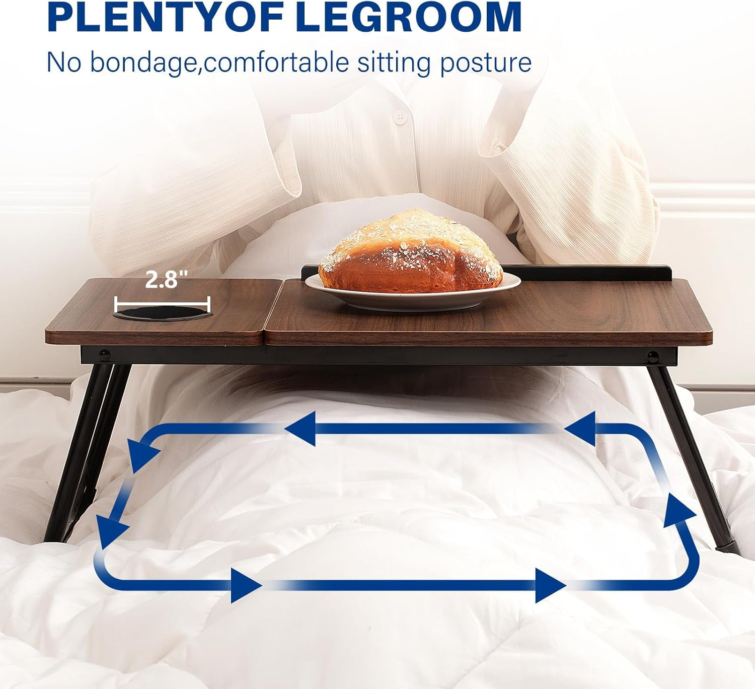 Laptop Table on Bed, Convenient 5-Speed Adjustable Folding Bed Table, Laptop Lap Table, Tray Table Is Suitable for Working, Reading, Writing, Eating and Playing Games on the Bed, Sofa and Floor. image number 4