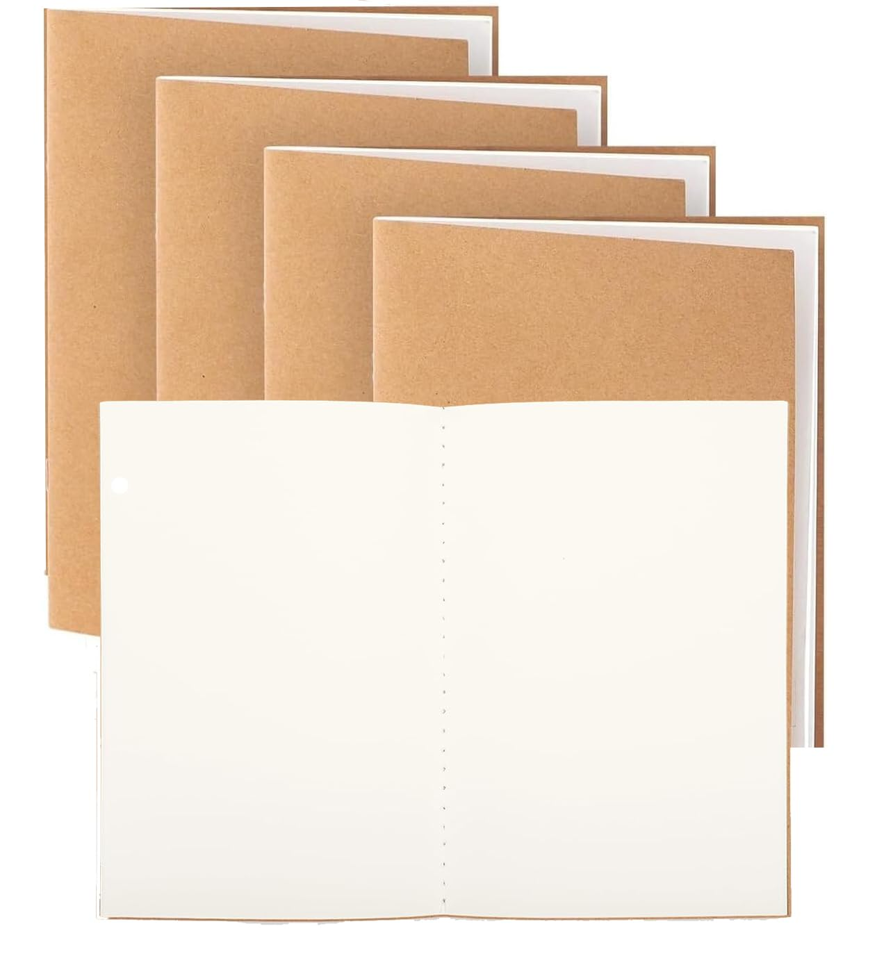 PQCLXUYA 5 Pack A5 Kraft Notebooks Large Unlined Paper Sketchbooks Notepad for Drawing 8.3 X 5.5 Inch 72 Pages Travel Journal Set for Diary Student Kids Writing and Work image number 2