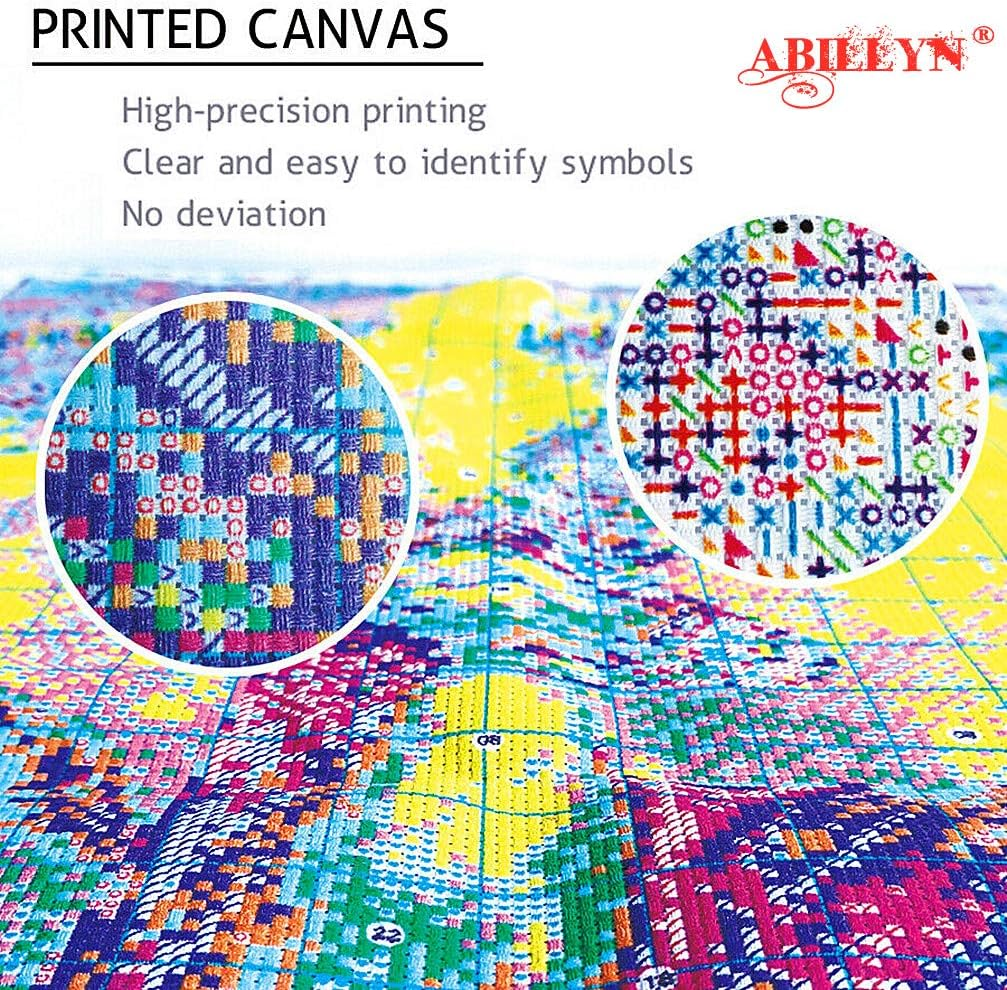 Abillyn Embroidery Cross Stitch Kits Cat and Birds Stamped with Printed Pattern Starter Kit (Cat and Birds) - Cat And Birds image number 5