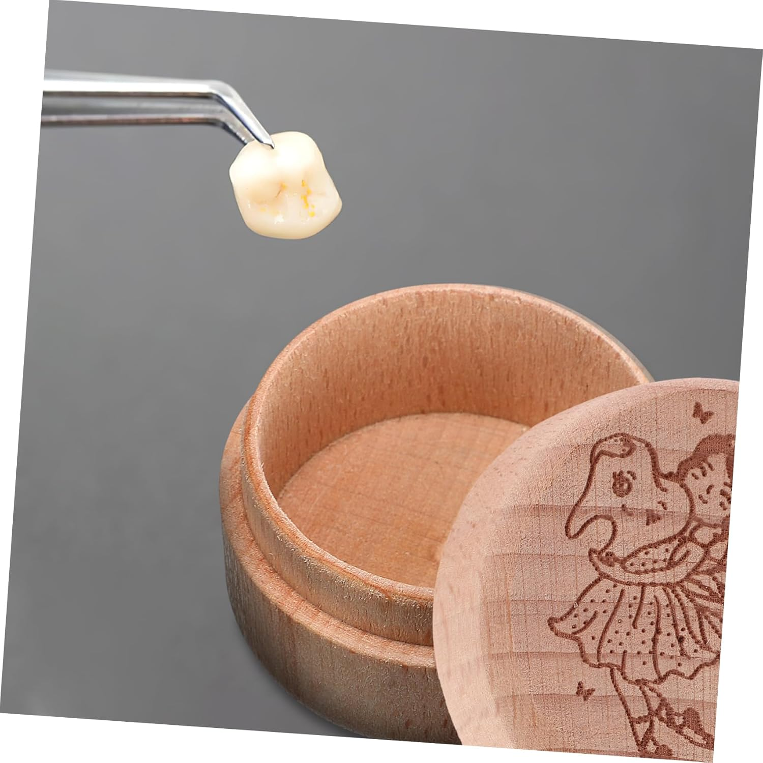 1Set Wooden Teeth and Hair Keepsake Organizer Natural Beech Storage Box for Childhood Memories for Newborns and Boys and Girls image number 4