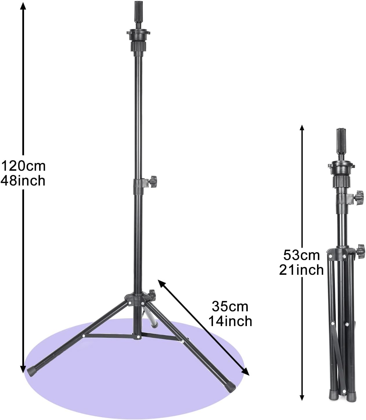 FLWAI Adjustable Wig Stand Mannequin Head Tripod 21-48Inch Reinforced Metal Mannequin Head Stand for Cosmetology Hairdressing Training