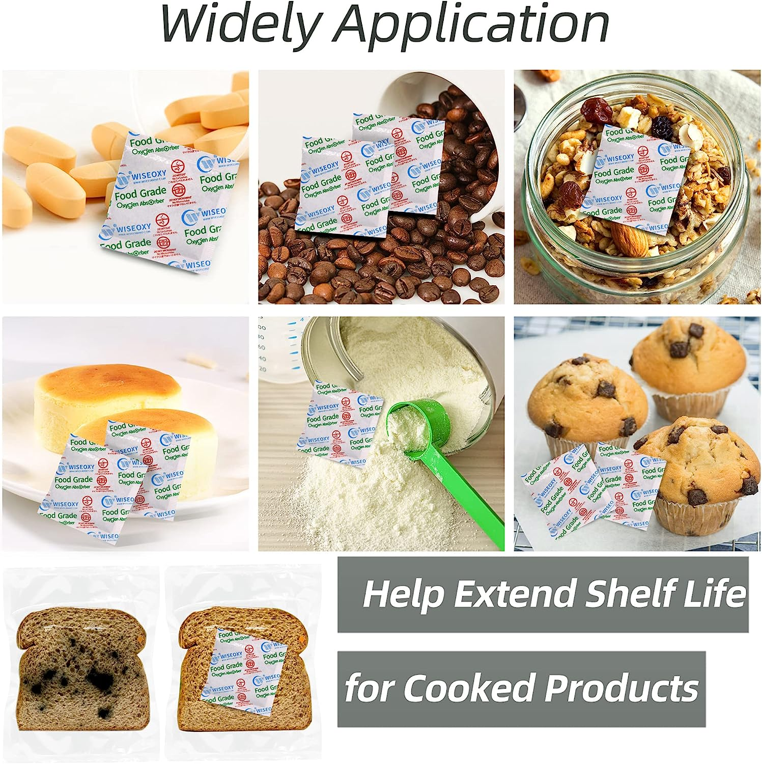 Wisesorb 300CC 50 Packs Oxygen Absorbers for Food Storage, Food Grade Oxygen Absorbers, O2 Absorbers Food Grade for Food Storage image number 4