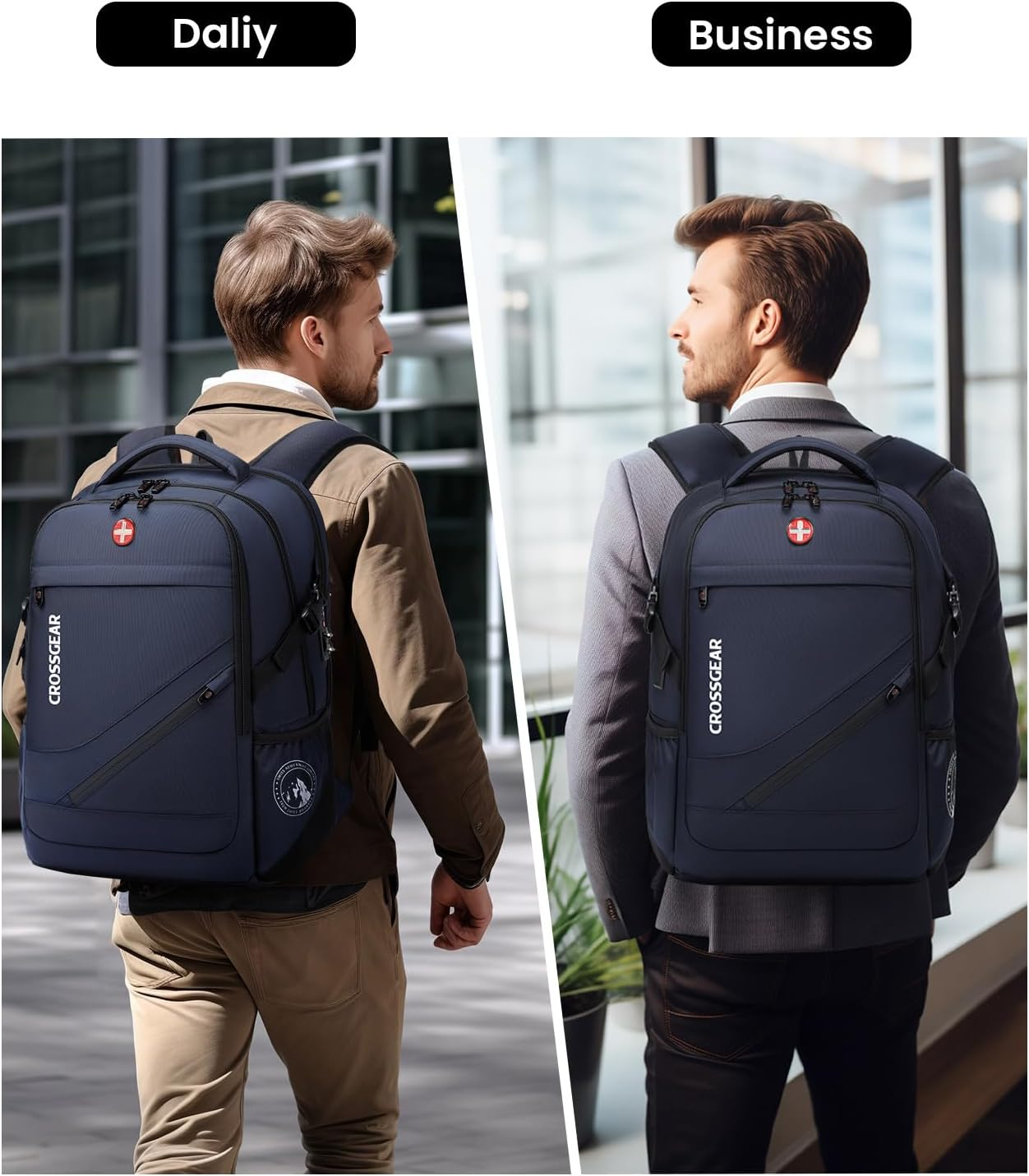 CROSSGEAR Large Travel Laptop Backpack Casual Daypacks Waterproof Bookbag Airline Approved Laptop Bag image number 5