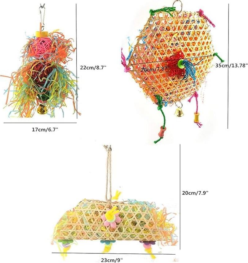 4 Pack Bird Parrots Shredding Toys, Parakeet Chewing Foraging Shredder Toy, Bird Loofah Foraging Cage Hanging Toy for Parakeets, Cockatiels, Conures, Budgie, Lovebirds, African Grey Amazon