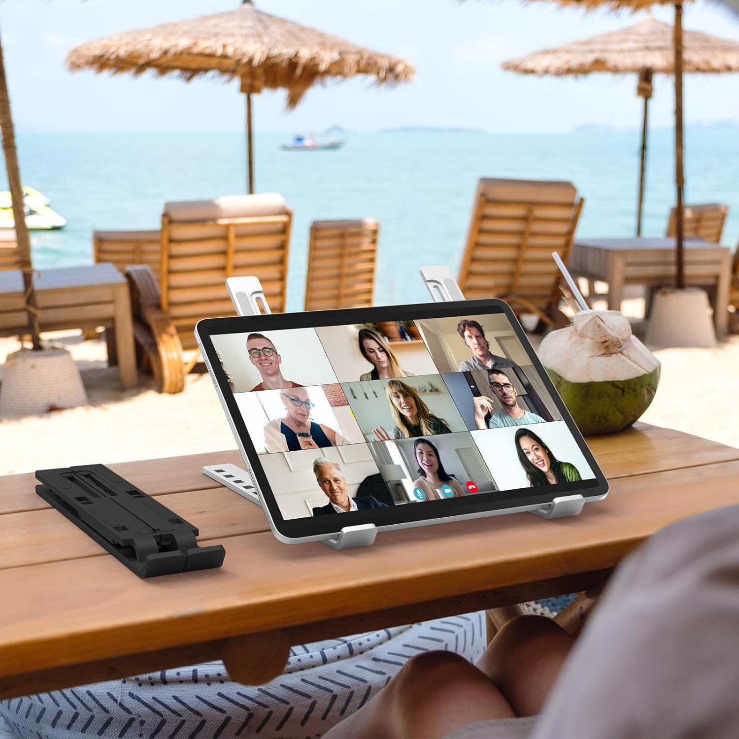 Ekvinor Laptop Holder Riser Computer Tablet Stand 6 Angles Adjustable Aluminum Ergonomic Foldable Portable Desktop Holder Compatible for Macbook Ipad HP Dell 10-15.6&rdquo; Black