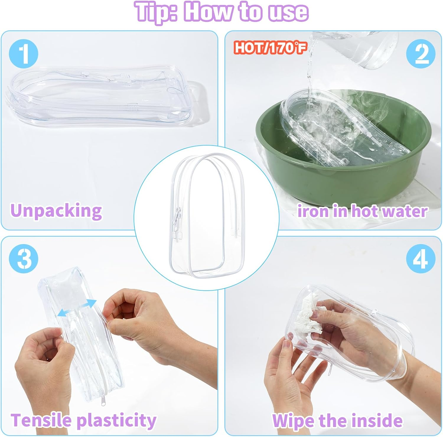 Clear Figure Display Bag with Keychain for Dolls, Anime Dolls, Figurines, Positive Doll Storage Bag, Pouch Keychain Charms, Waterproof, 8.2 * 4.6 Inch image number 3