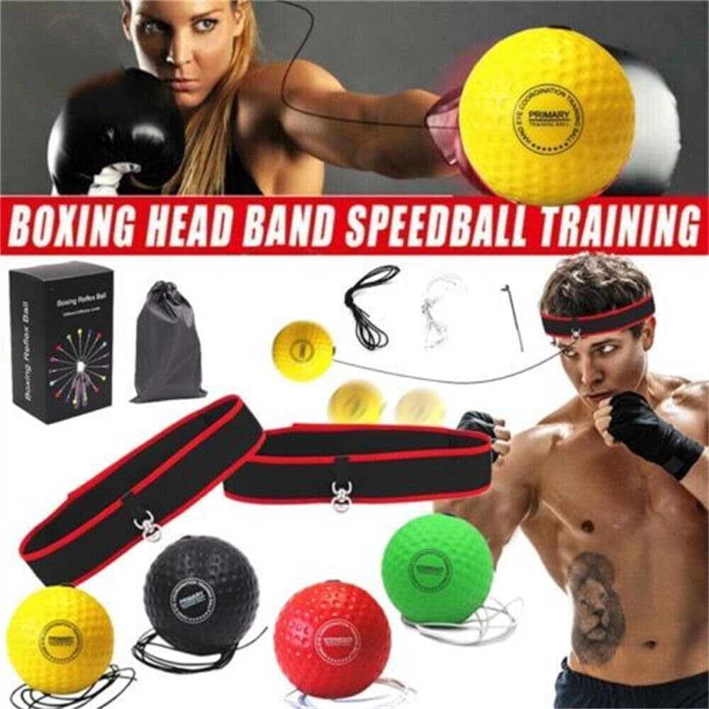 Riksam Boxing Reflex Balls Family Pack &ndash; Boxing Ball MMA Set with 2 Adjustable Headband and 4 Levels Boxing Ball to Improve Speed and Hand-Eye Coordination for Men, Kids Boxing Equipment
