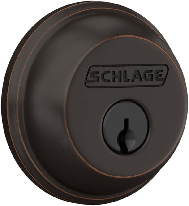 Schlage B60N 621 Single Cylinder Deadbolt, Distressed Nickel