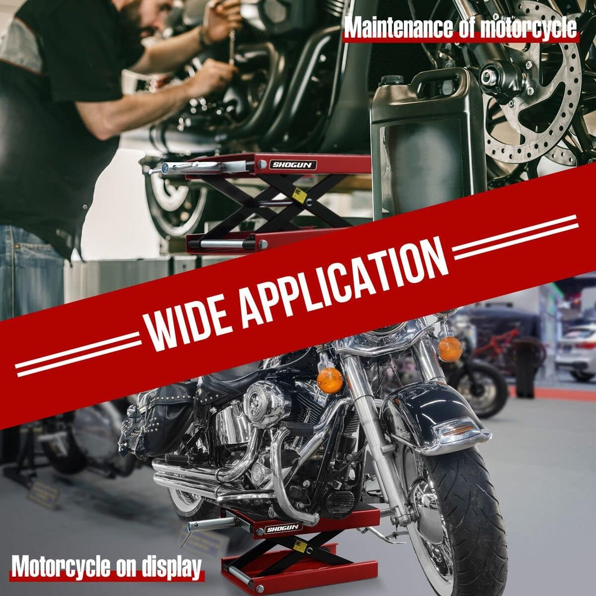 SHOGUN Motorcycle Lift Stand Motorbike Lifting Jack Hoist ATV Dirtbike Work Platform Repair Bench 500Kg Max Load image number 3