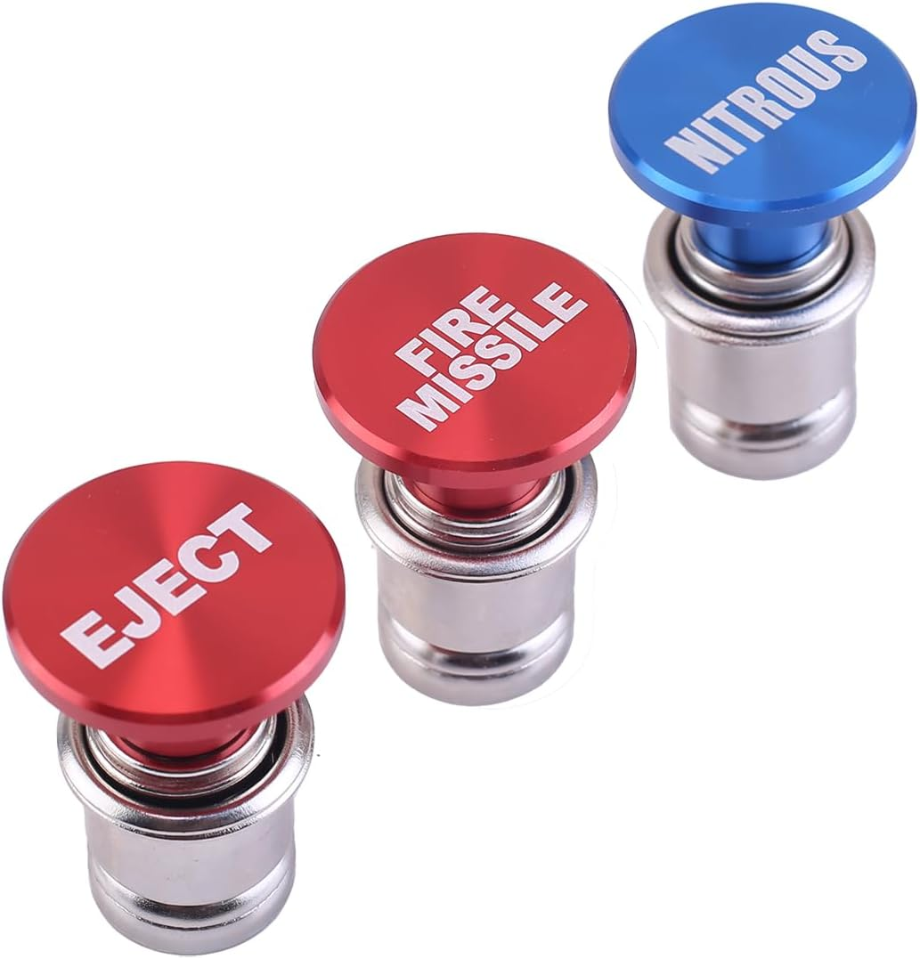 OCESTORE 3PCS EJECT FIRE MISSILES NITROUS Button Cigarette Lighter Billet Button Plugs Replacement for 12V Power Source Cover Fits Most Automotive Vehicles Auto Car Anodized Aluminum Dustproof Plug image number 4