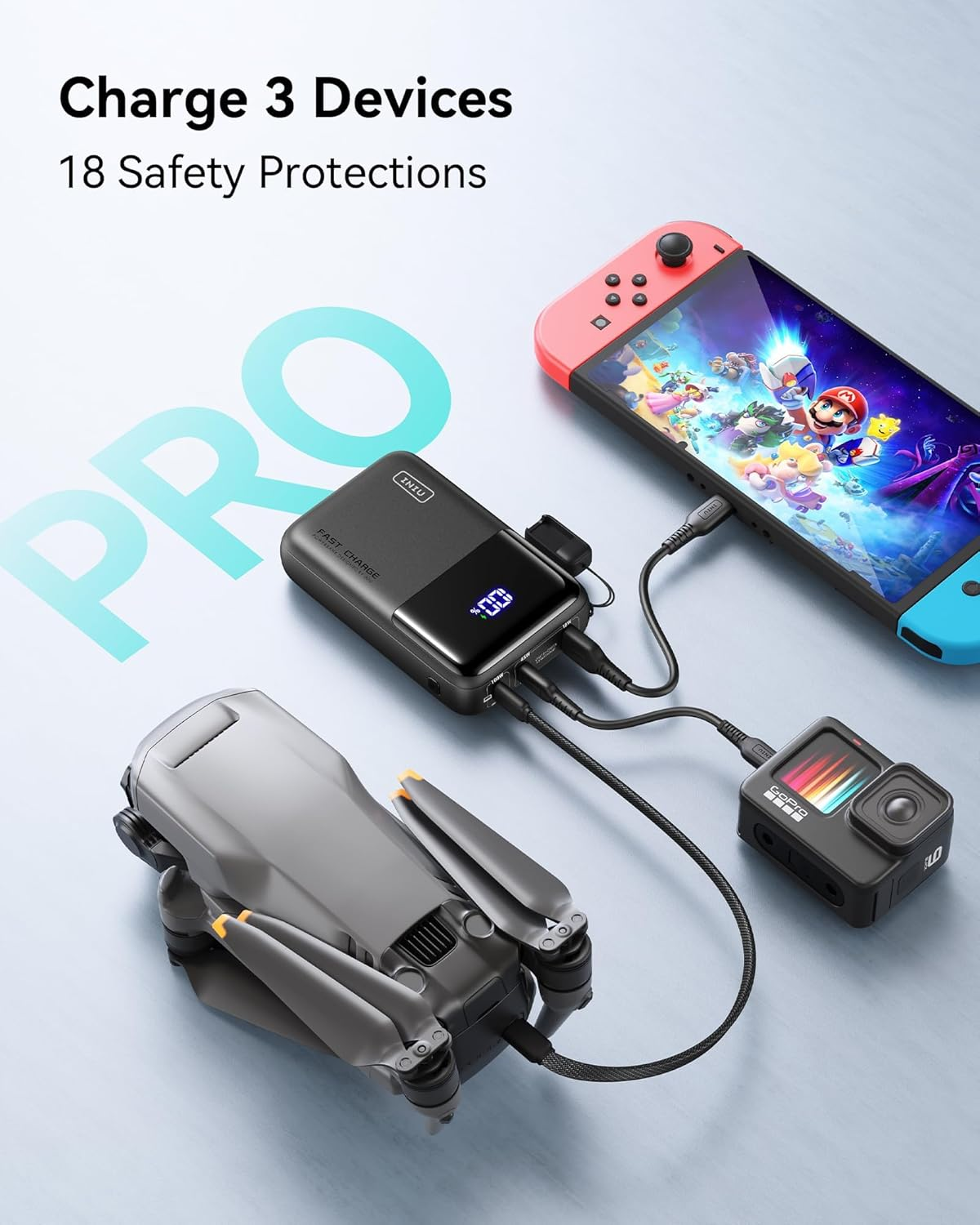 INIU 100W Power Bank, Mini Size 25000Mah High Capacity Laptop Portable Charger, USB C In&Out Tablet Powerbank, Smart Digital Display Phone Charger for Iphone 16 15, Samsung, Ipad, Macbook, Laptop Etc. - Black image number 6