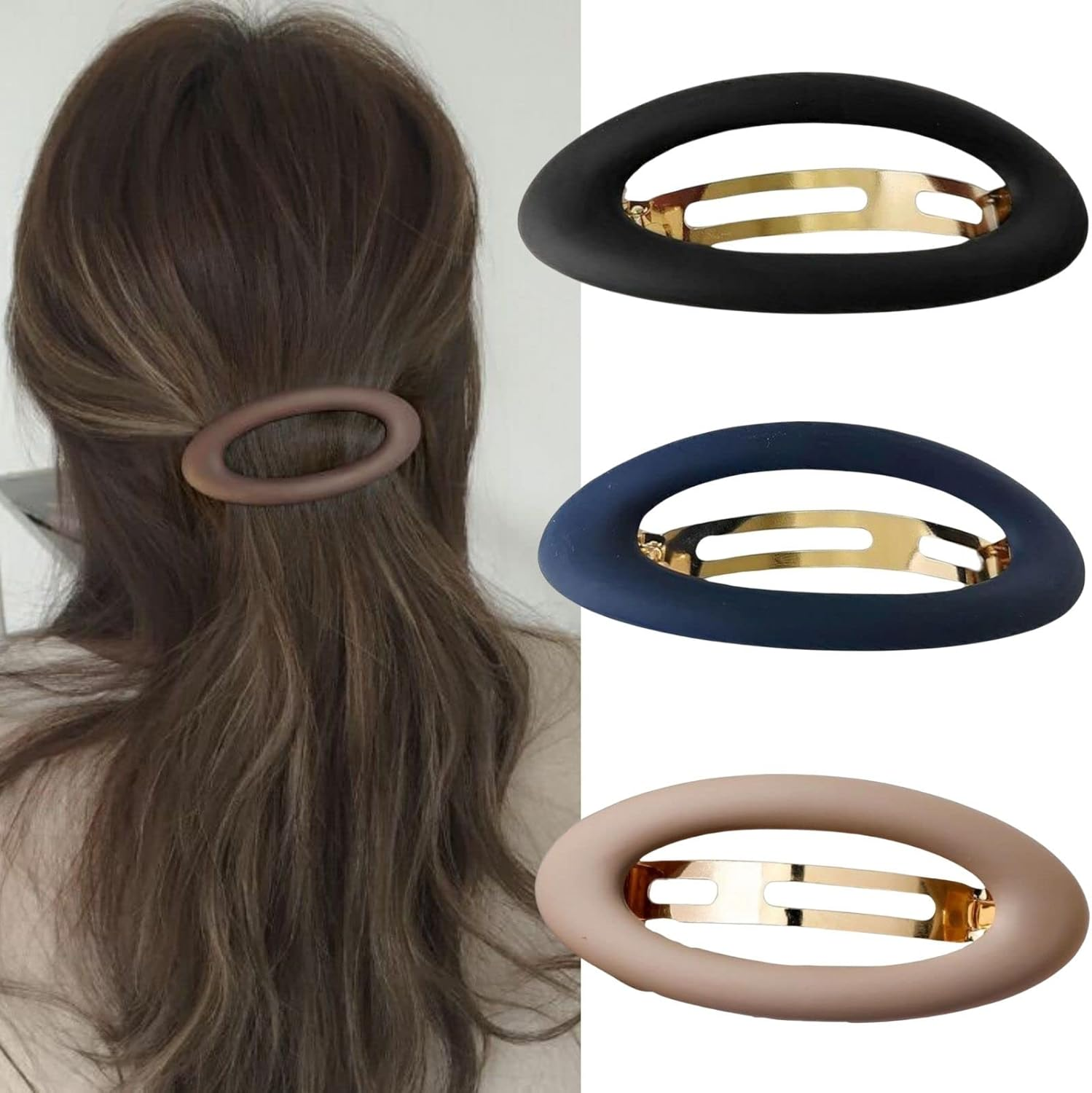 Large Hair Clips for Women Matte Ellipse for Thin Hair French Hair Clip Cute Hair Styling Clips Non-Slip Strong Hold Vintage Hair Accessories Gifts for Women Girls
