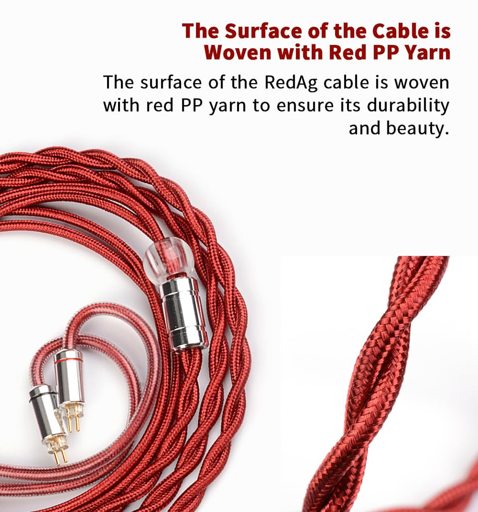 NICEHCK Redag in Ear Monitor Cable, 4N Pure Silver IEM Earphone Upgrade Cable, High Conductivity Copper Hifi Replacement Iems Audio Cord (3.5Mm 0.78Mm 2Pin)