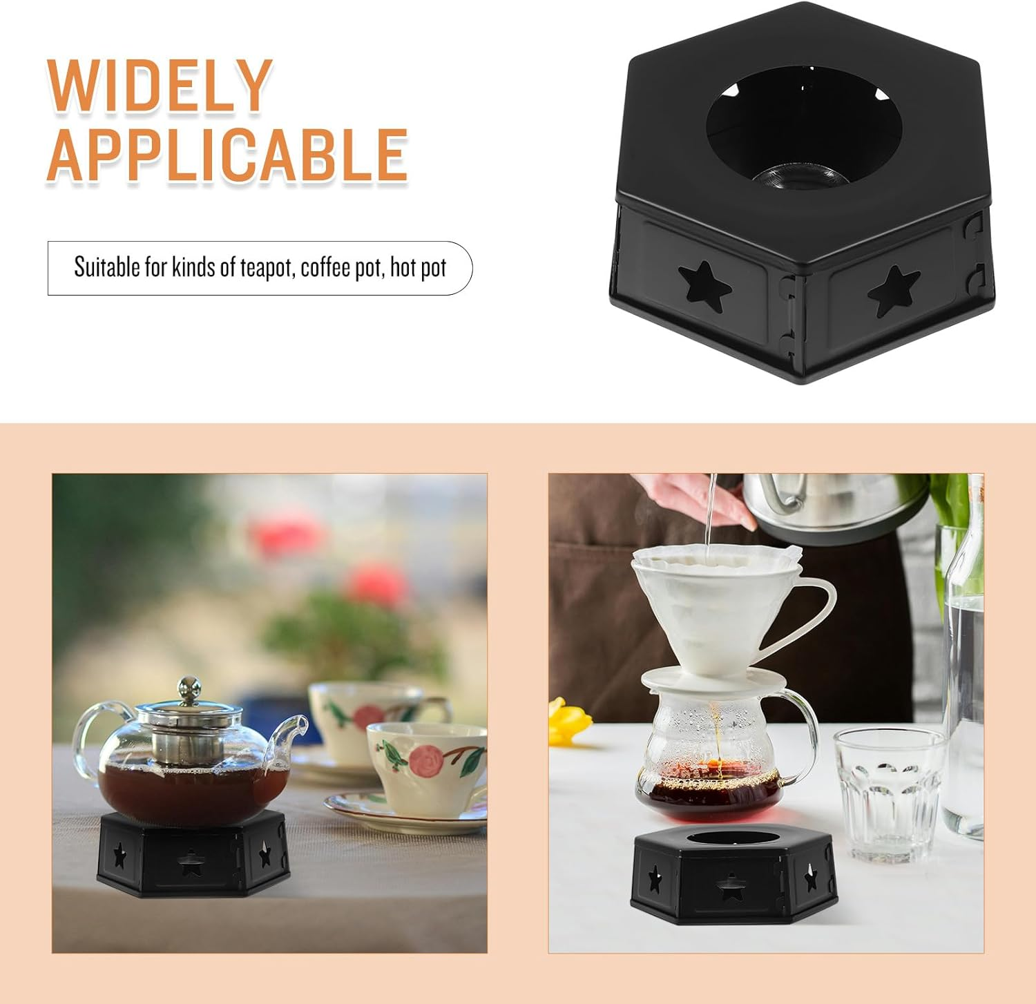 Jojofuny Portable Stainless Steel Teapot Warmer with Detachable Base Hollow Tea Heater for Home Coffee and Tea for Kitchen Use image number 3