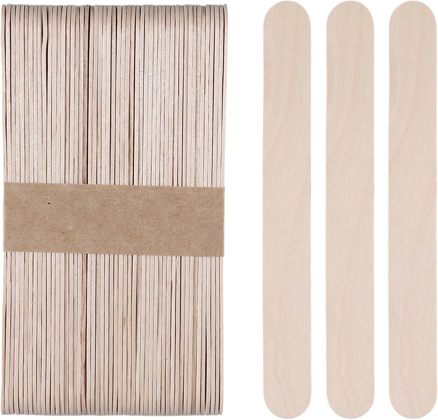 100/500Pcs Wooden Eyebrow Waxing Sticks Wood Spatula Woman Wood Body Hair Removal Sticks 6-Inch Jumbo Wooden Carft Stick Popsicle Ice Cream Sticks (500Pcs) image number 5