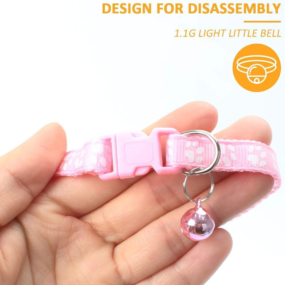 Cat Collar with Bell, Breakaway Grid Collar with Plastic Buckle, Light Adjustable, Nylon, Kitty Collars image number 1
