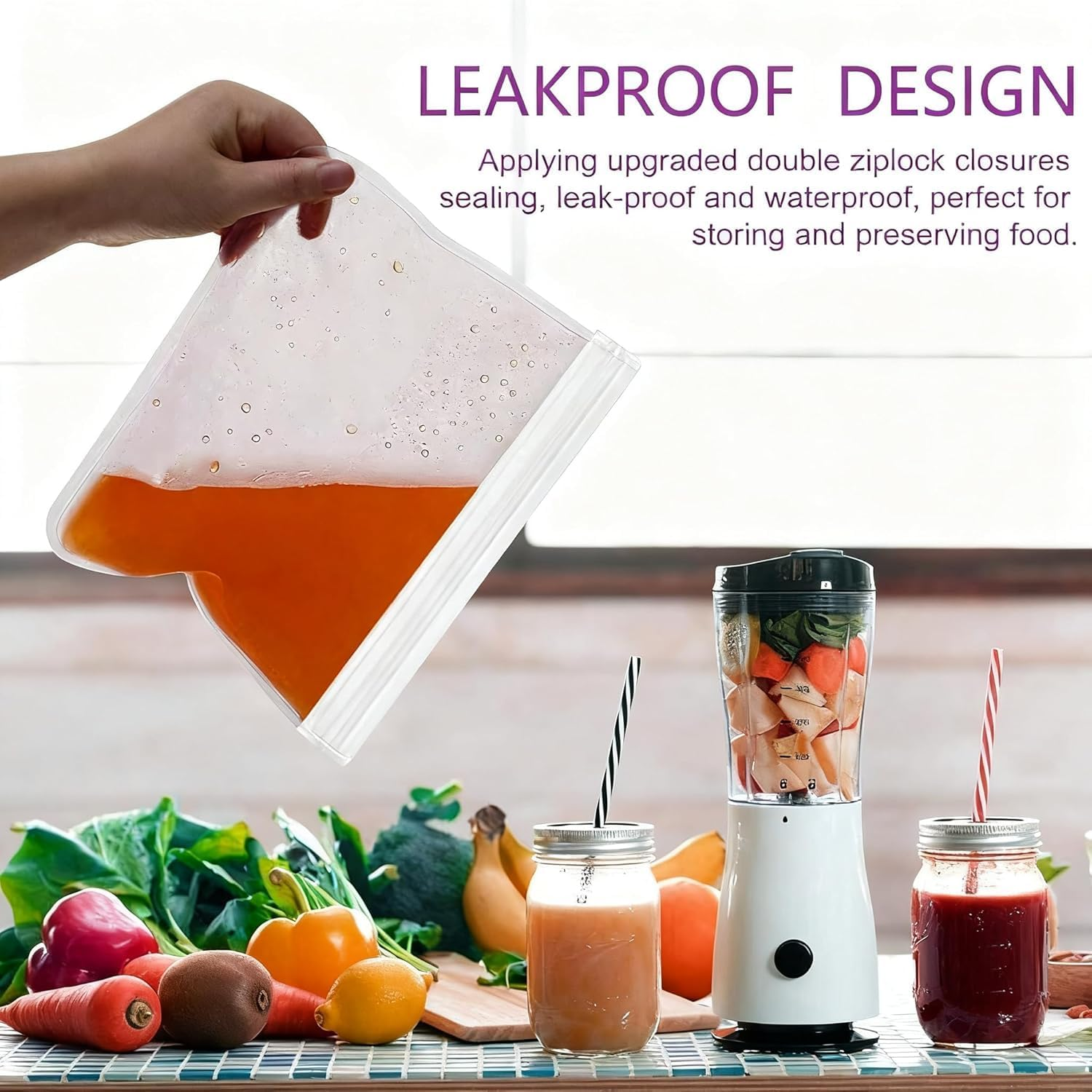 Reusable Freezer Bags 10-Pack | Large PEVA Food Storage Bags with Secure Ziplock Seal | Bpa-Free, Leakproof for Meal Prep, Snacks & Organisation (4 Sizes)