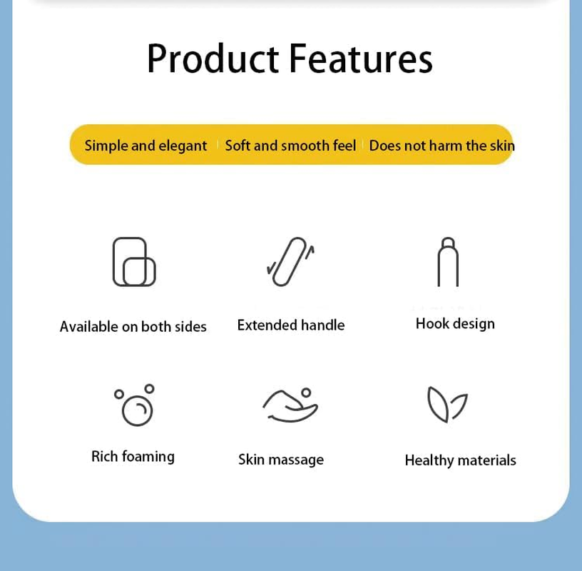 Long Handle Back Scrub Shower Net Sponge Double-Sided Shower Brush for Back Scrubbing, Soft Hair Long Handle Shower Brush for Skin Exfoliation Bath, Suitable for Wet or Dry Massage of Mane, Men and Women (Soft Fur Green)