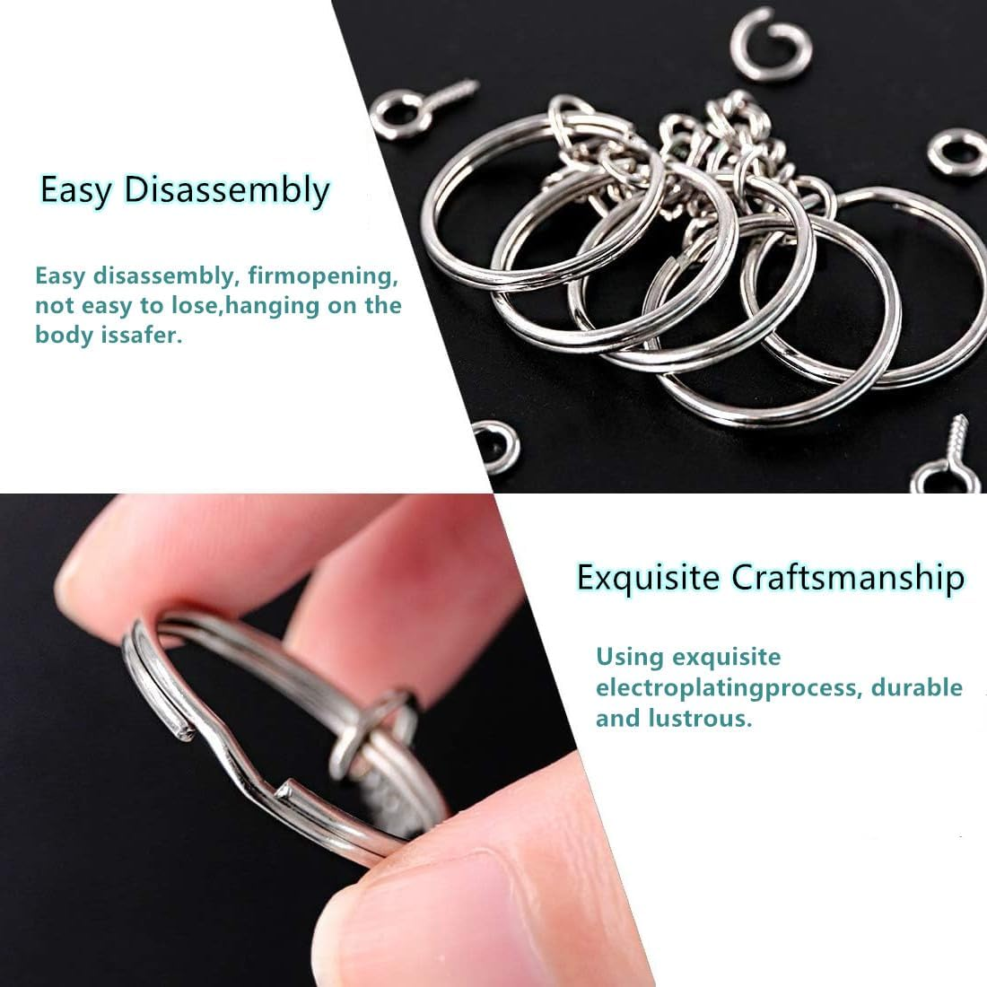 150 Pcs 25Mm Sliver Key Chain Rings Kit, Stainless Steel Keyring Chain Key Ring Craft for Keys DIY Bags Jewellery Making, 3 Styles image number 6