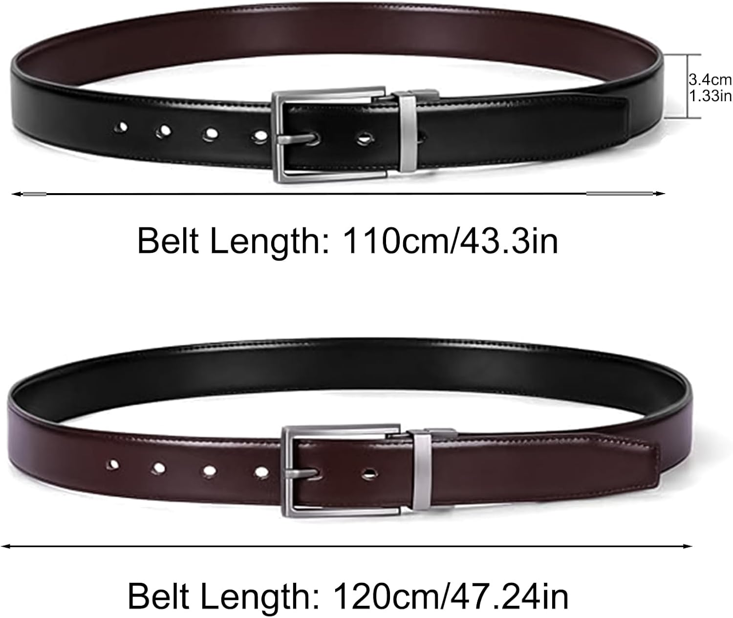 Genuine Leather Belts for Men, Reversible Belts for Men, Stylish and Simple Men'S Belts for Suits, Jeans, Casual Clothing and Business Clothing image number 1