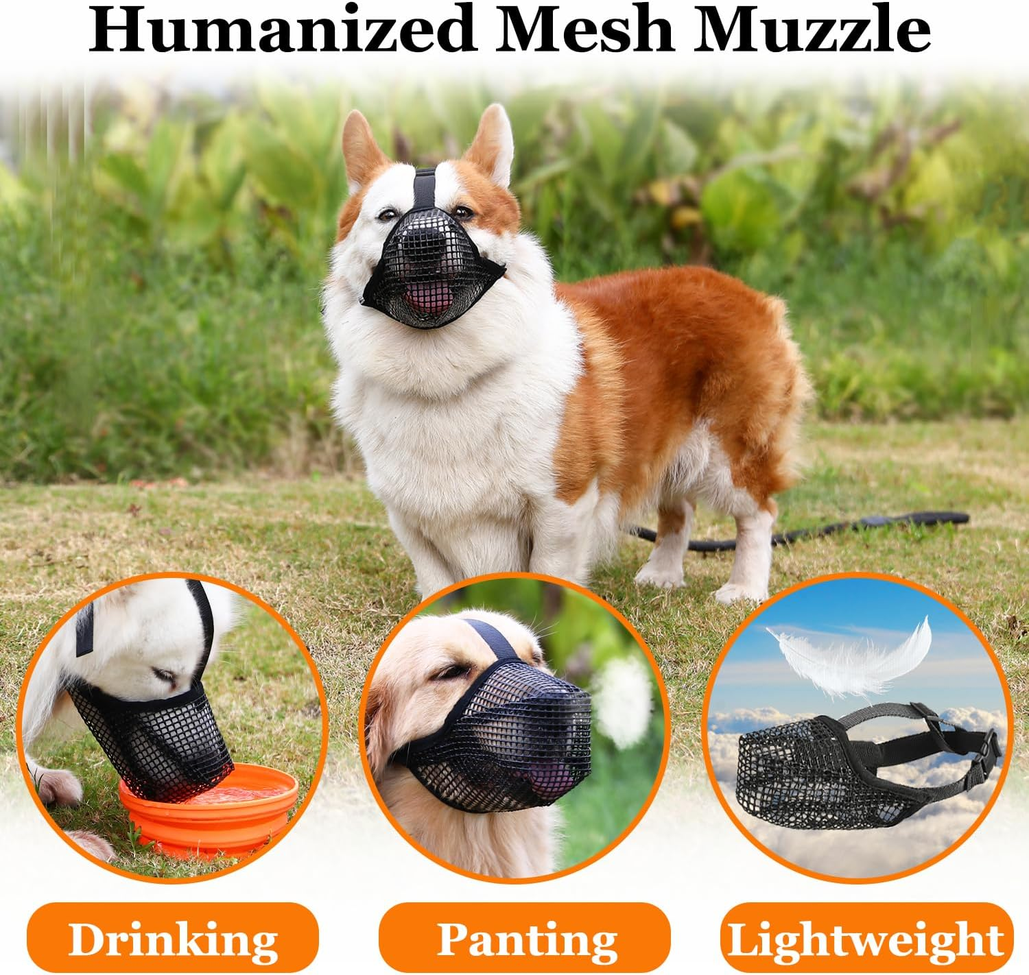 Crazy Felix Dog Muzzle, Soft Mesh Muzzle for Small Medium Large Dogs Labrador German Shepherd, Breathable Adjustable Muzzles for Biting, Chewing, and Scavenging, Allows Panting and Drinking(Black, XL) image number 3