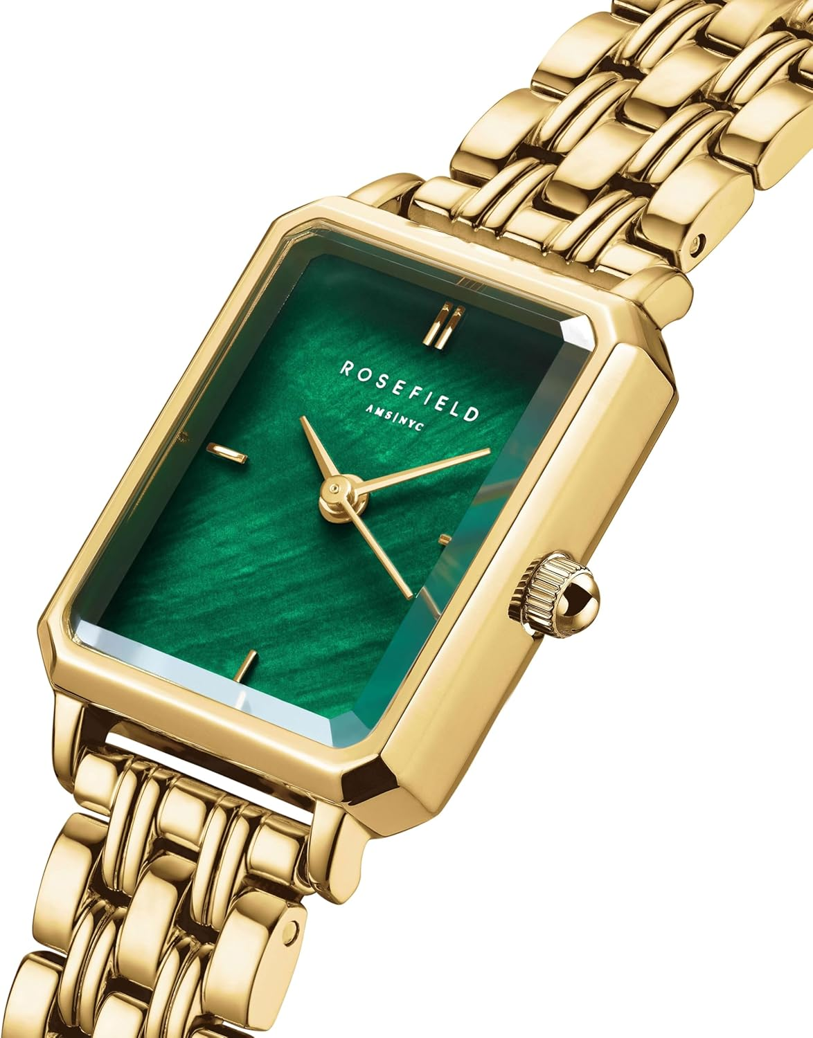 Rosefield Women'S Octagon XS Emerald MOP Dial Steel Gold-Tone Case and Bracelet OEGSG-O79 Dress Watch, Emerald Green/Gold, 19.5X24Mm image number 2