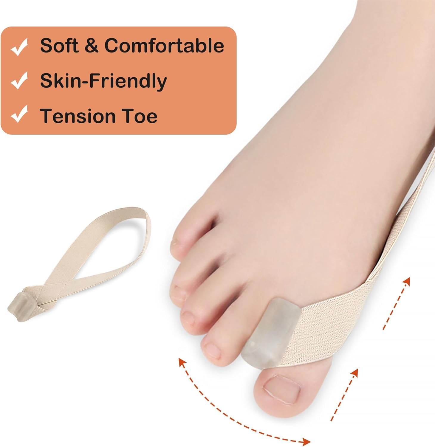 2 Pcs Toe Correction Belt Hallux Valgus Bunion Corrector Big Toe Straightener Overlapping Toe Separator Hammertoes Foot Alignment Tension Strap Orthotics Feet Bone Thumb Adjuster image number 6