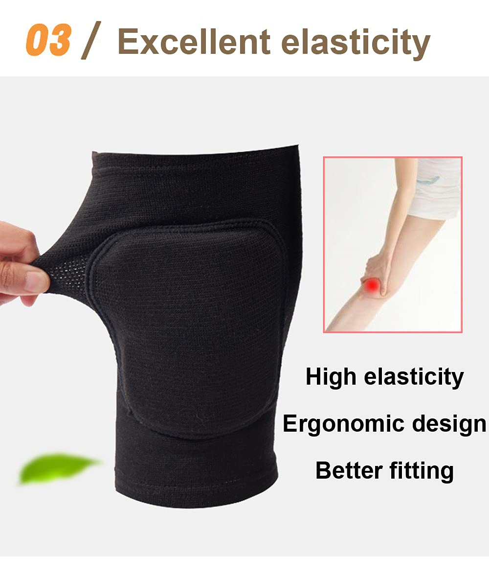 Knee Pads for Women, Dance Knee Pads Wrestling Knee Pads Basketball Knee Pads Volleyball Knee Pads for Women, Knee Protector Soft Knee Pads for Work (Black + White, XS) image number 2