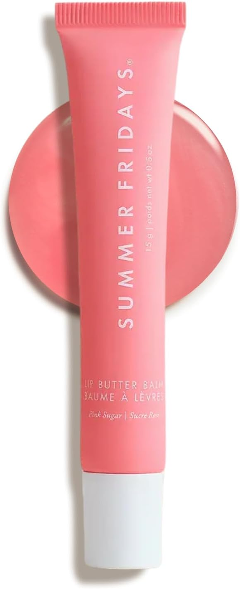 Summer Fridays Lip Butter Balm - Conditioning Lip Mask and Lip Balm for Instant Moisture, Shine and Hydration - Sheer-Tinted, Soothing Lip Care - Pink Sugar (.5 Oz)