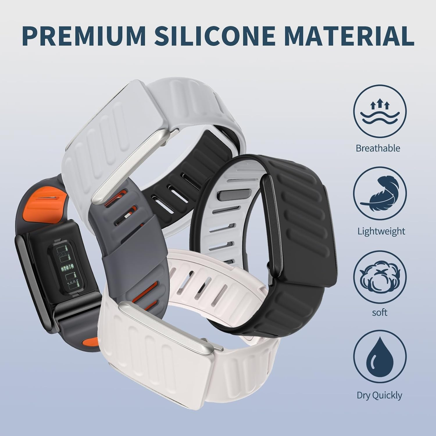 Comfort Durable Silicone Wristband Compatible with WHOOP 5.0, Whoop Mgband, Soft Silicone Sports Loop Strap for Men & Women, with U Shapped image number 4