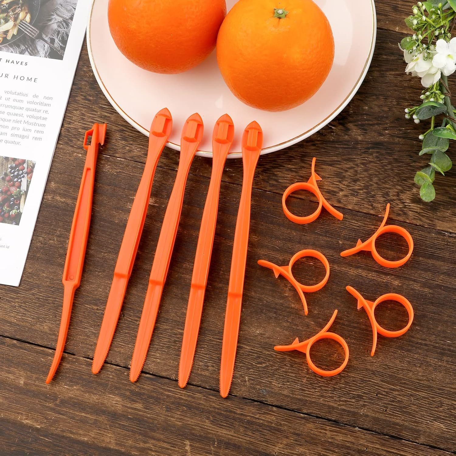 10Pcs Orange Peeler Tools Citrus Peel Cutter Plastic Fruit Slicer Easy Fruit Opener Kitchen Gadget for Oranges Avacados Lemon image number 1