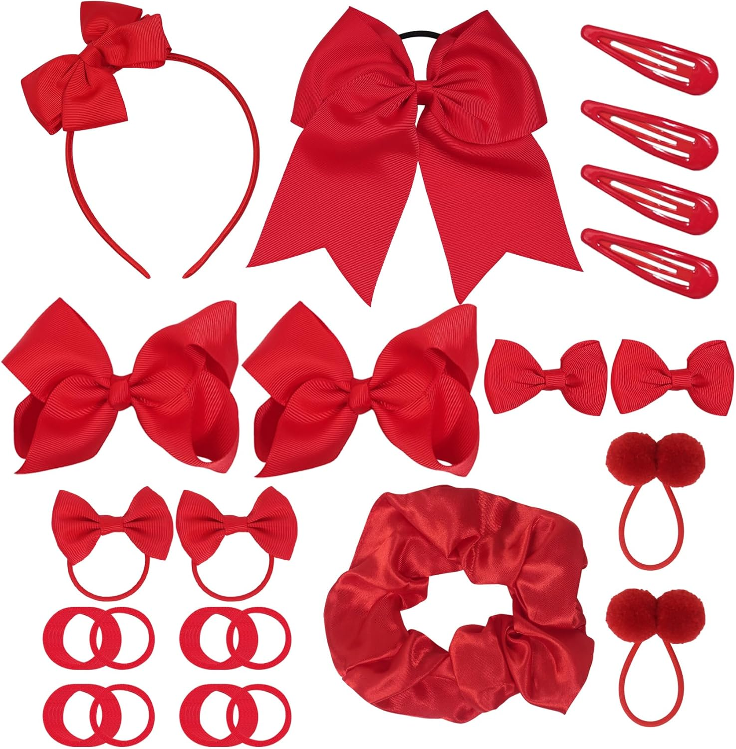 45Pcs Red School Girls Hair Accessories Kit Red Bow Headband Hair Clips Ponytail Holder Bow Hair Barrettes,Hair Accessories for Girl Birthday Gift - Blue image number 6