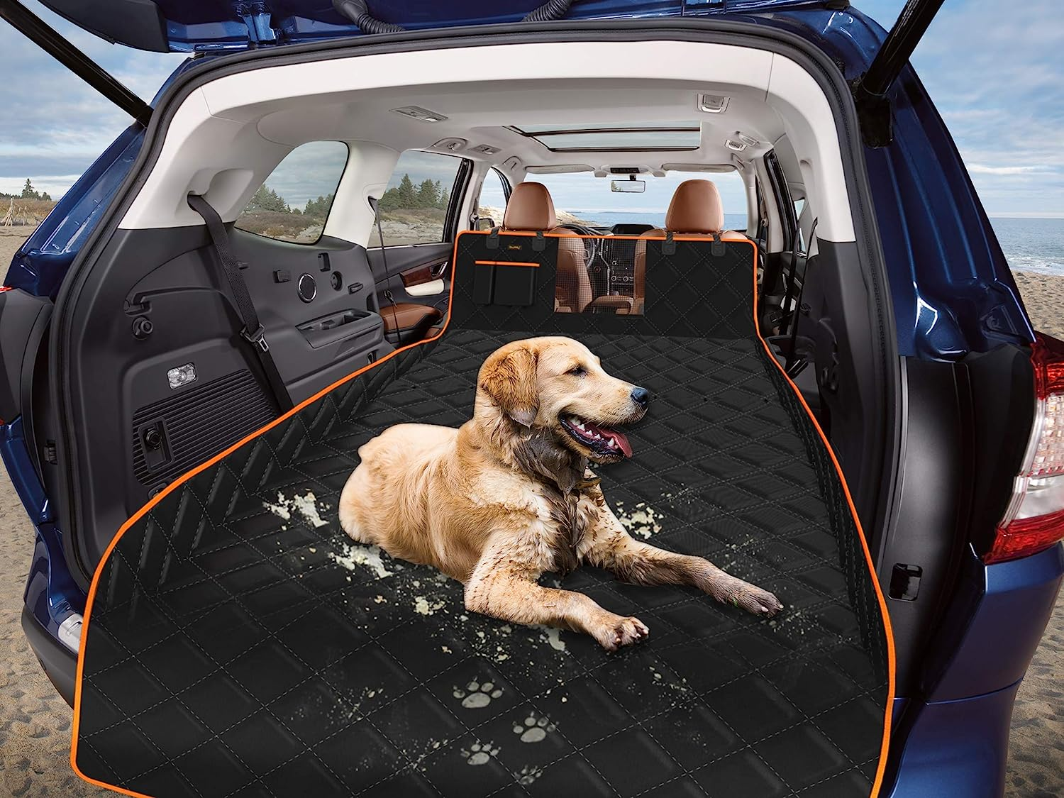 Ibuddy Dog Cargo Liner for Full-Size SUV, Waterproof Dog Seat Cover with Bumper Flap Protection Durable SUV Trunk Mat for Pets Keep Your Vehicle Trunk Clean Universal Fit X-Lager SUV Car Seat Cover image number 3